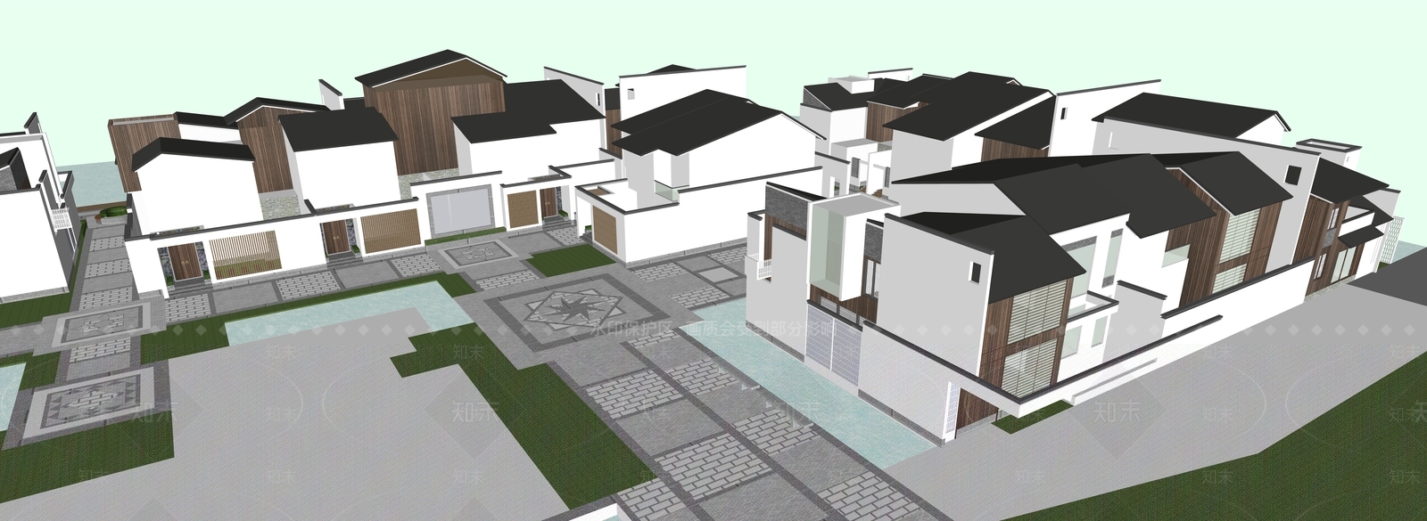 新中式轻奢酒店建筑SU模型下载【ID:1195447790】