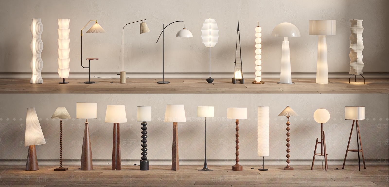 现代侘寂落地灯SU模型下载【ID:1195450661】