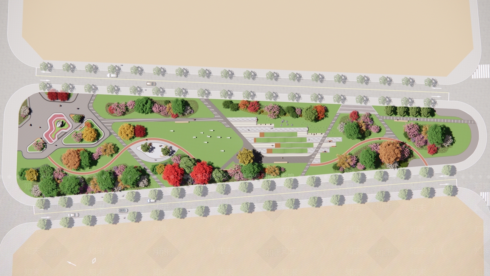 现代新中式景观公园SU模型下载【ID:1195451198】