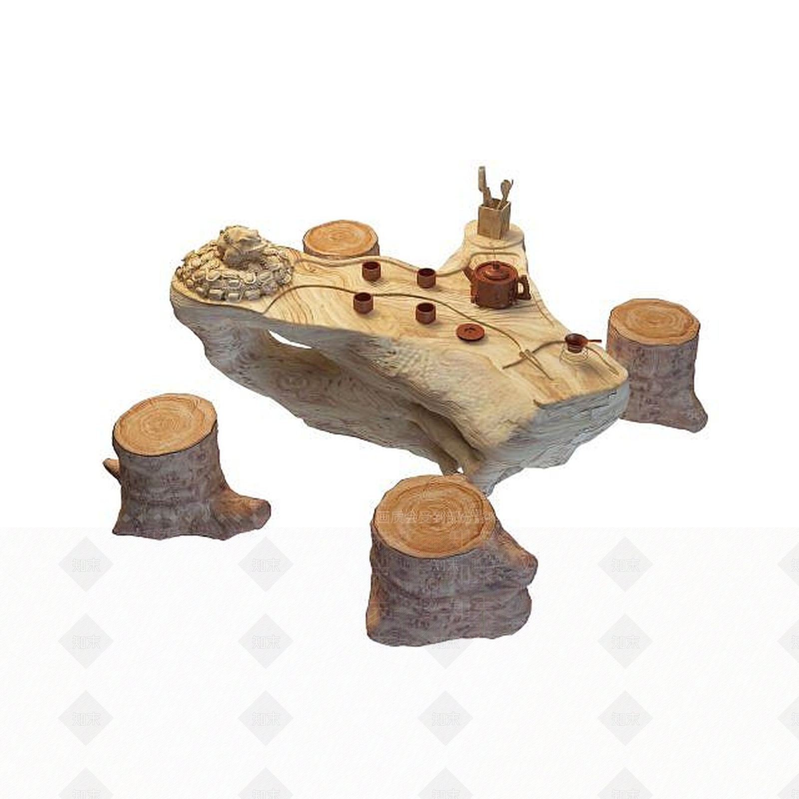 现代根雕茶几3D模型下载【ID:1195451179】