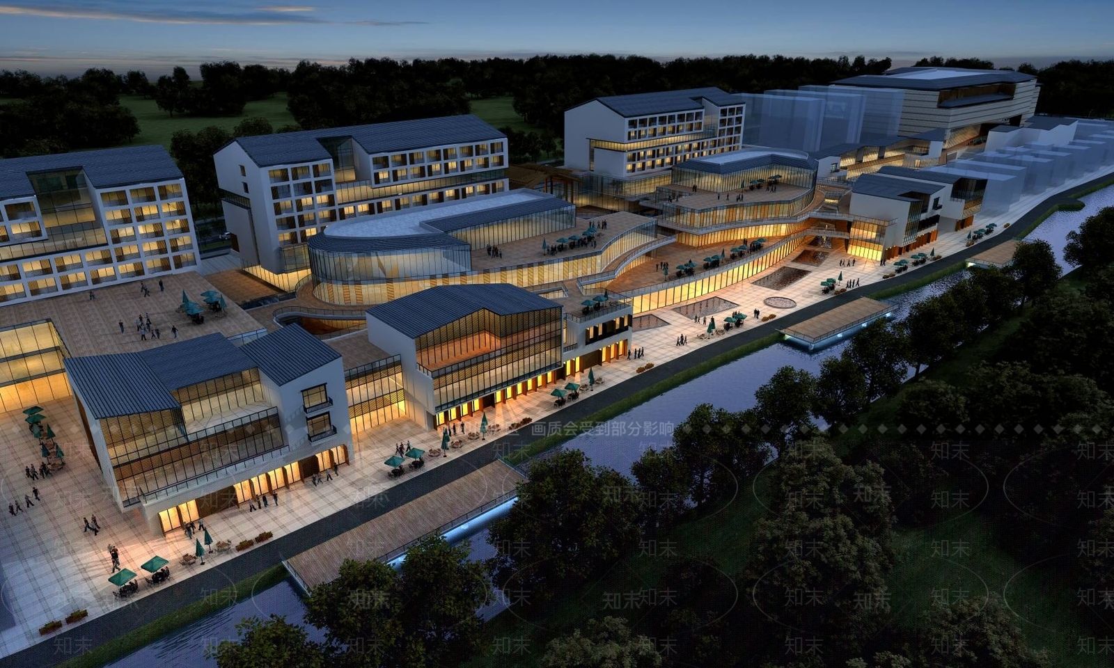 现代商业街3D模型下载【ID:1195451334】
