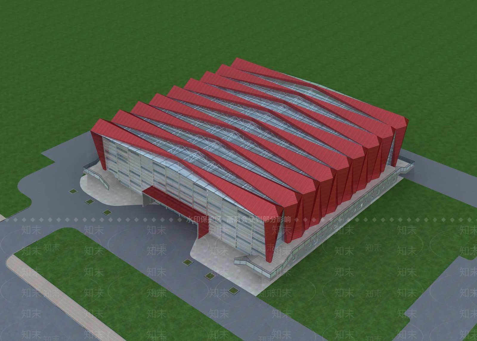现代体育馆外观3D模型下载【ID:1195452608】