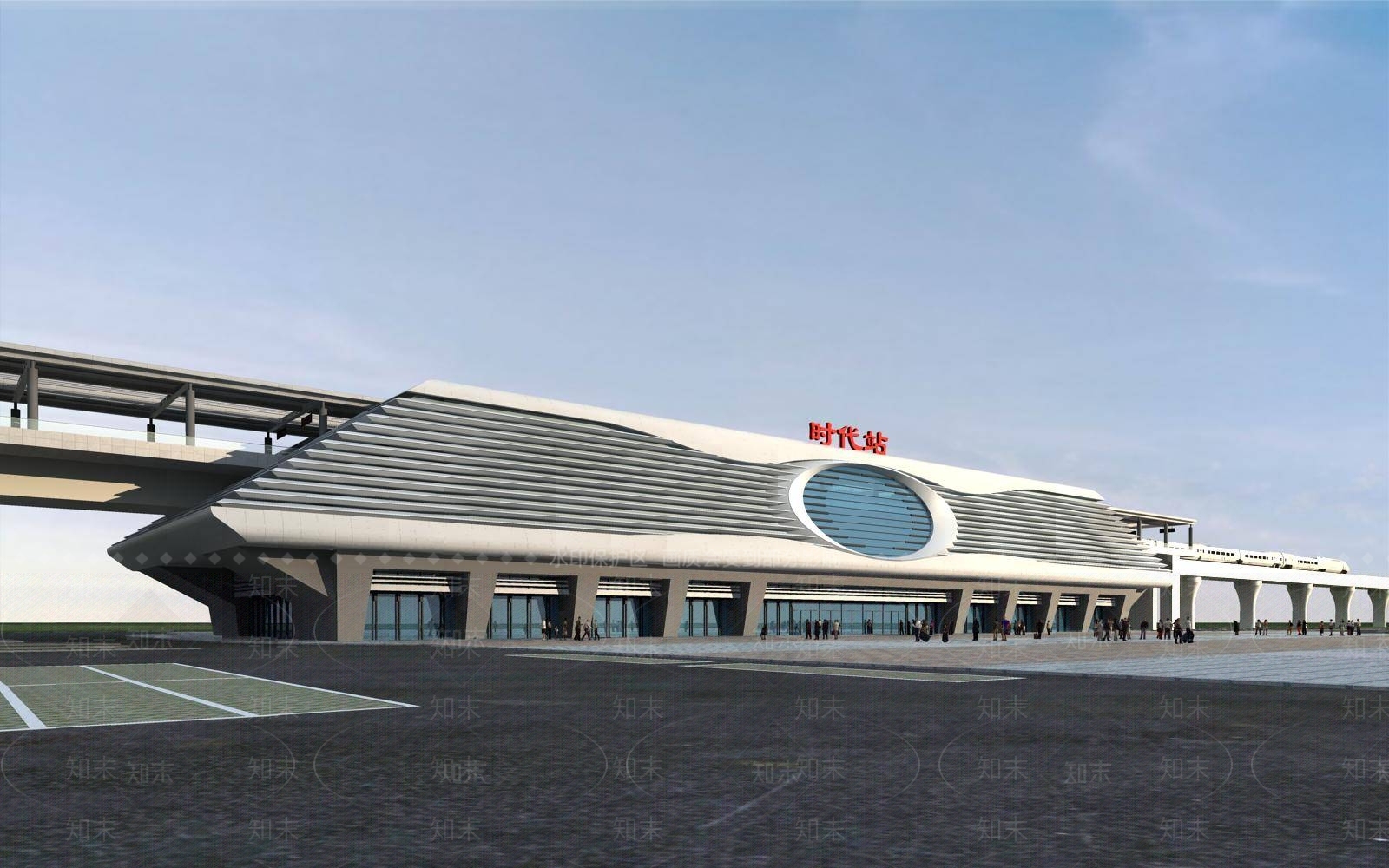现代车站外观3D模型下载【ID:1195453031】