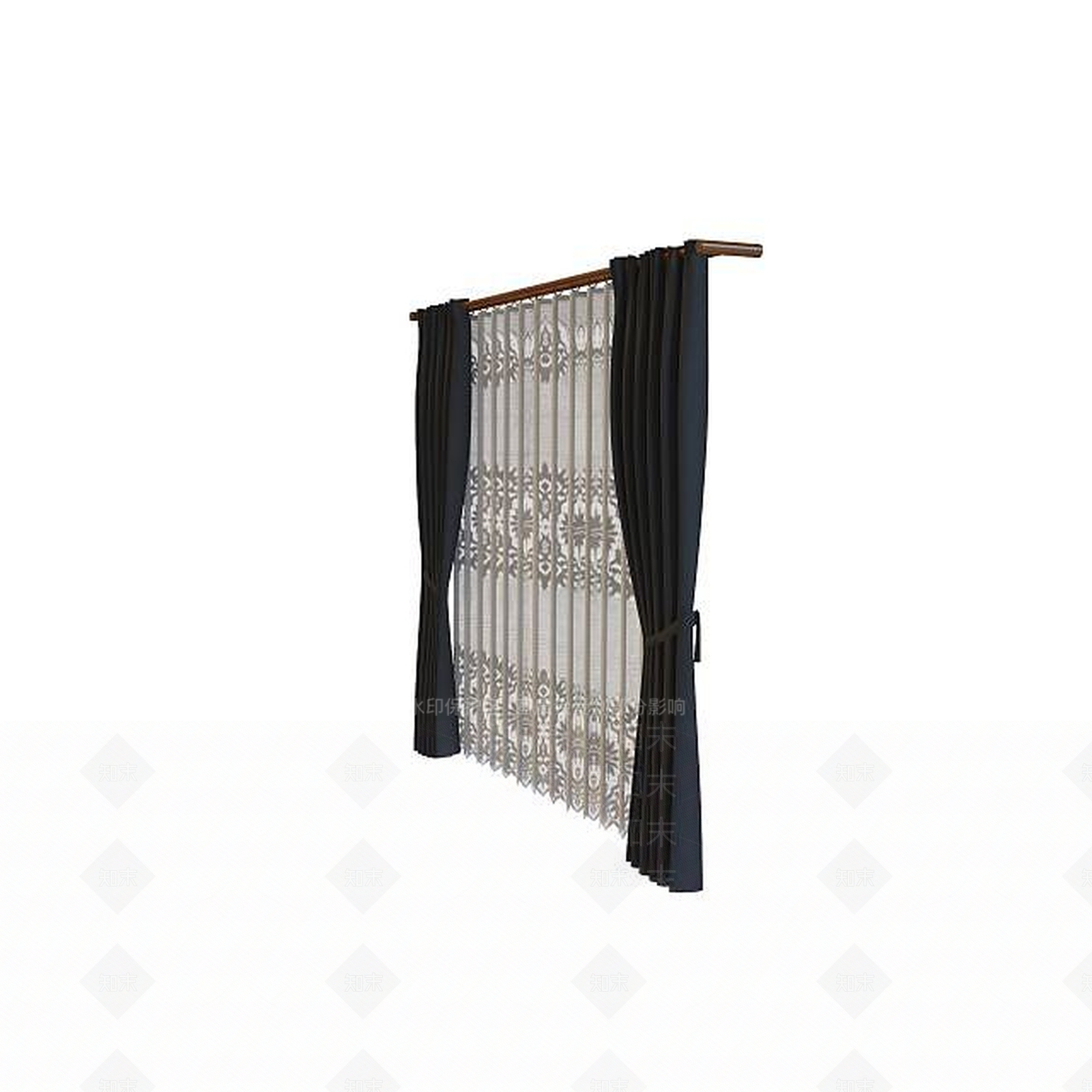 现代窗帘3D模型下载【ID:1195453396】