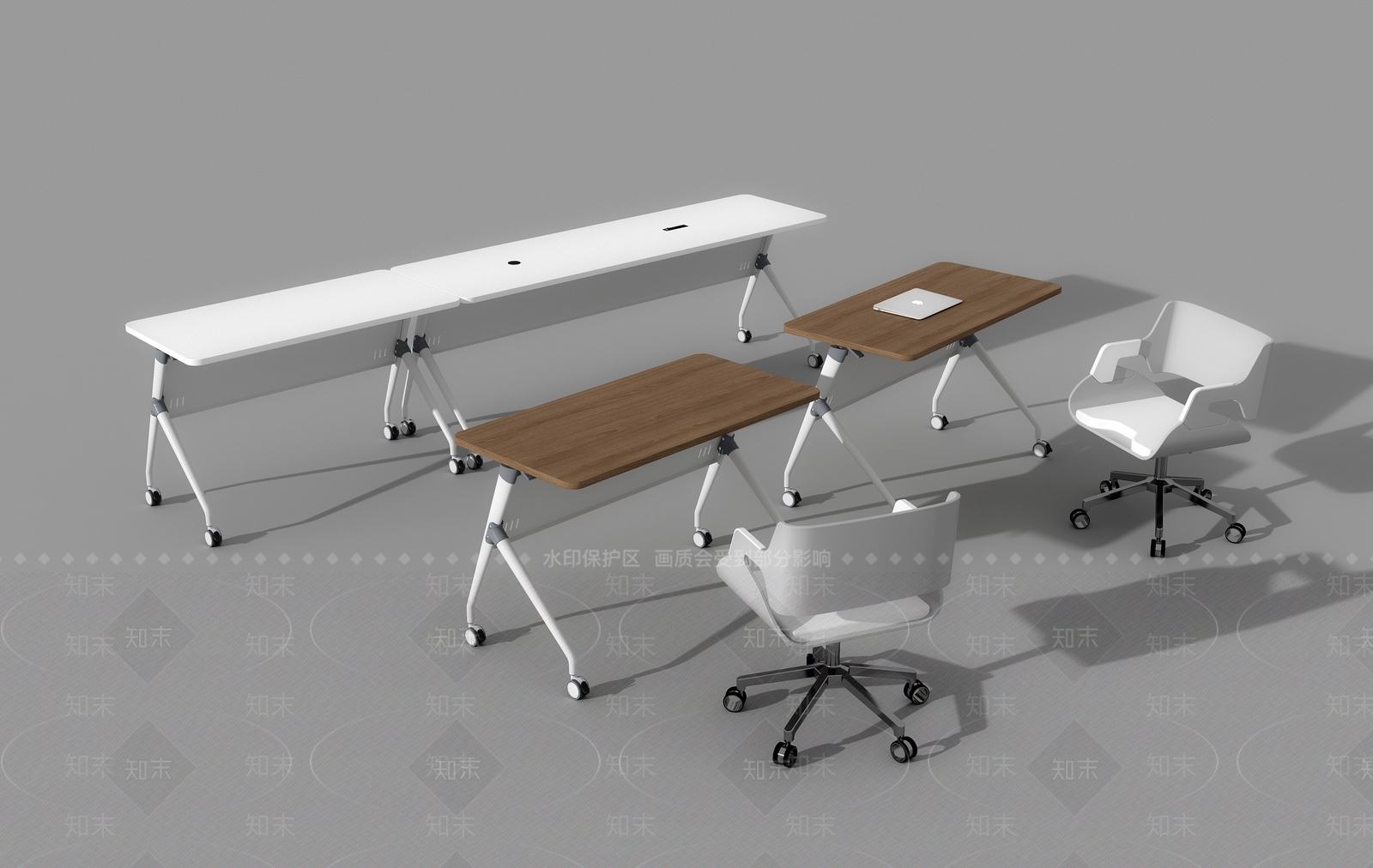 现代办公培训桌椅组合3D模型下载【ID:1195454230】