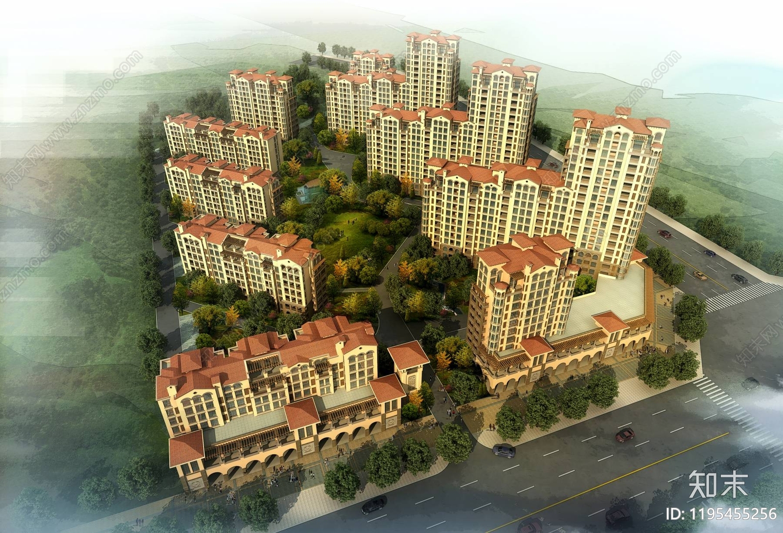 欧式高层住宅3D模型下载【ID:1195455256】