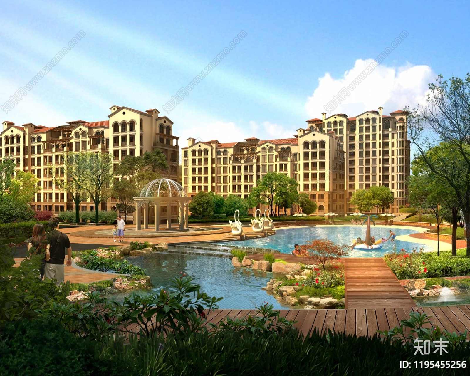 欧式高层住宅3D模型下载【ID:1195455256】