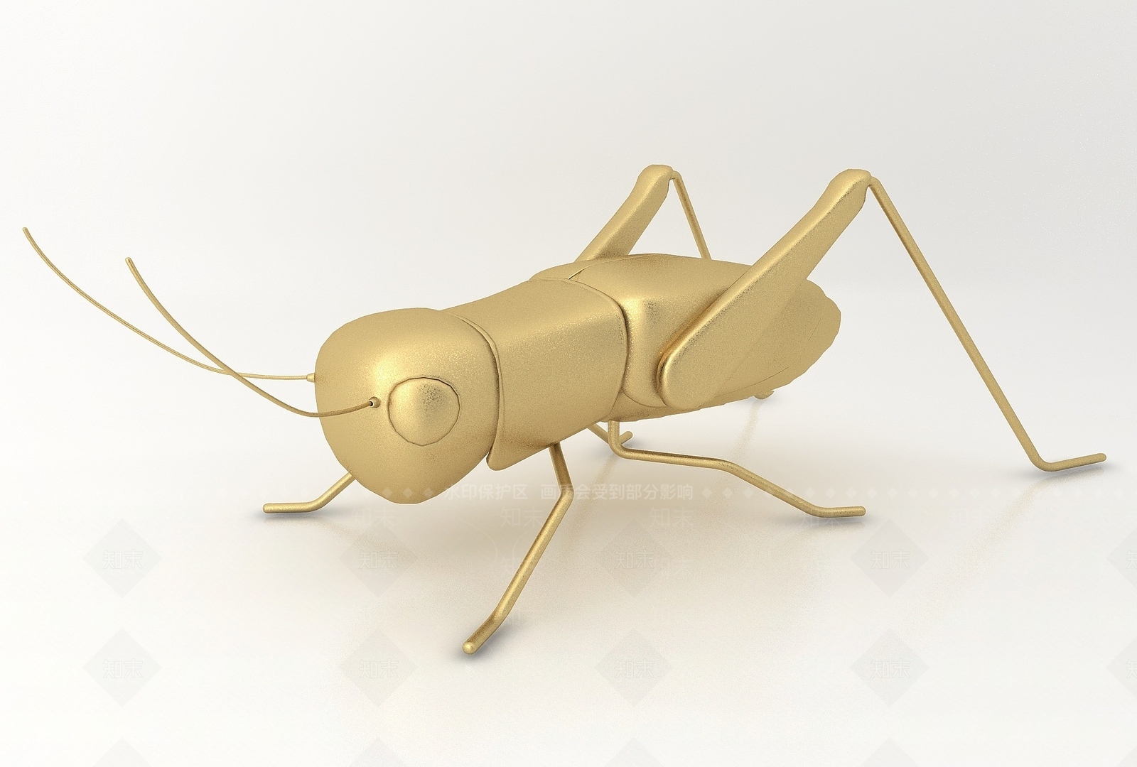 现代金属蚂蚱装饰品3D模型下载【ID:1195455692】