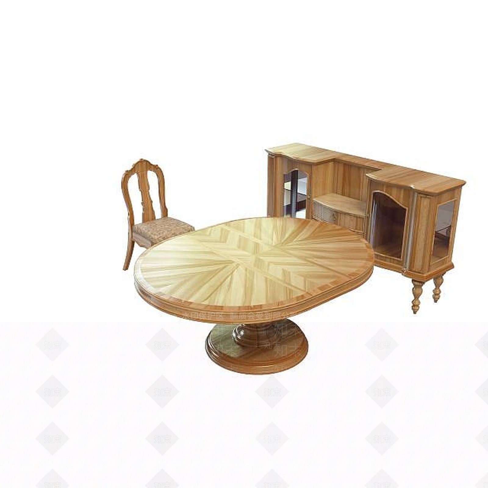 现代木质桌椅组合3D模型下载【ID:1195456083】