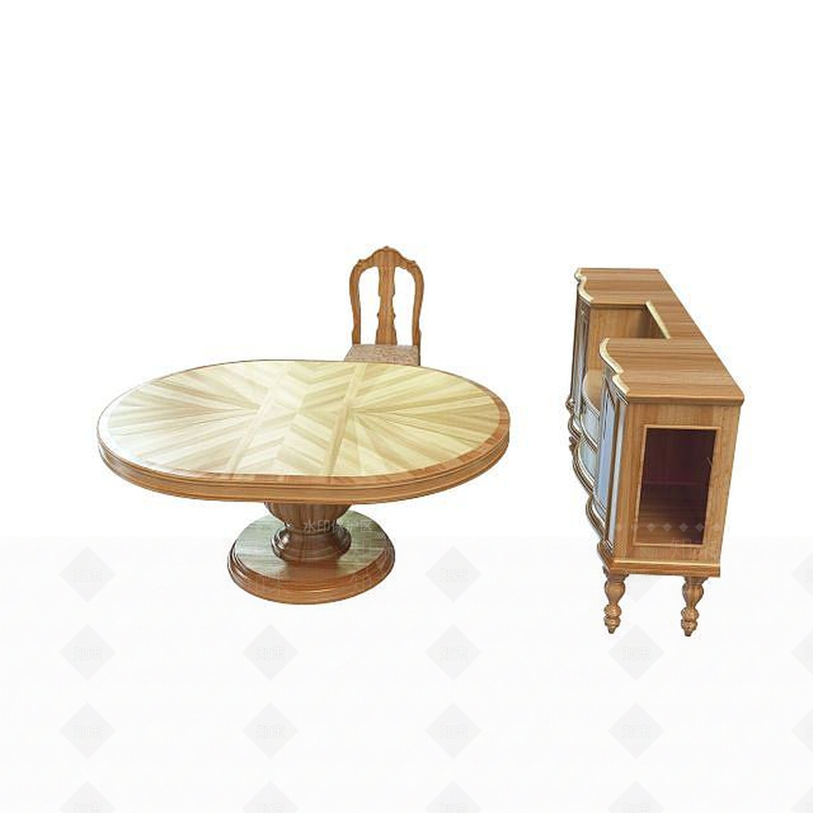现代木质桌椅组合3D模型下载【ID:1195456083】