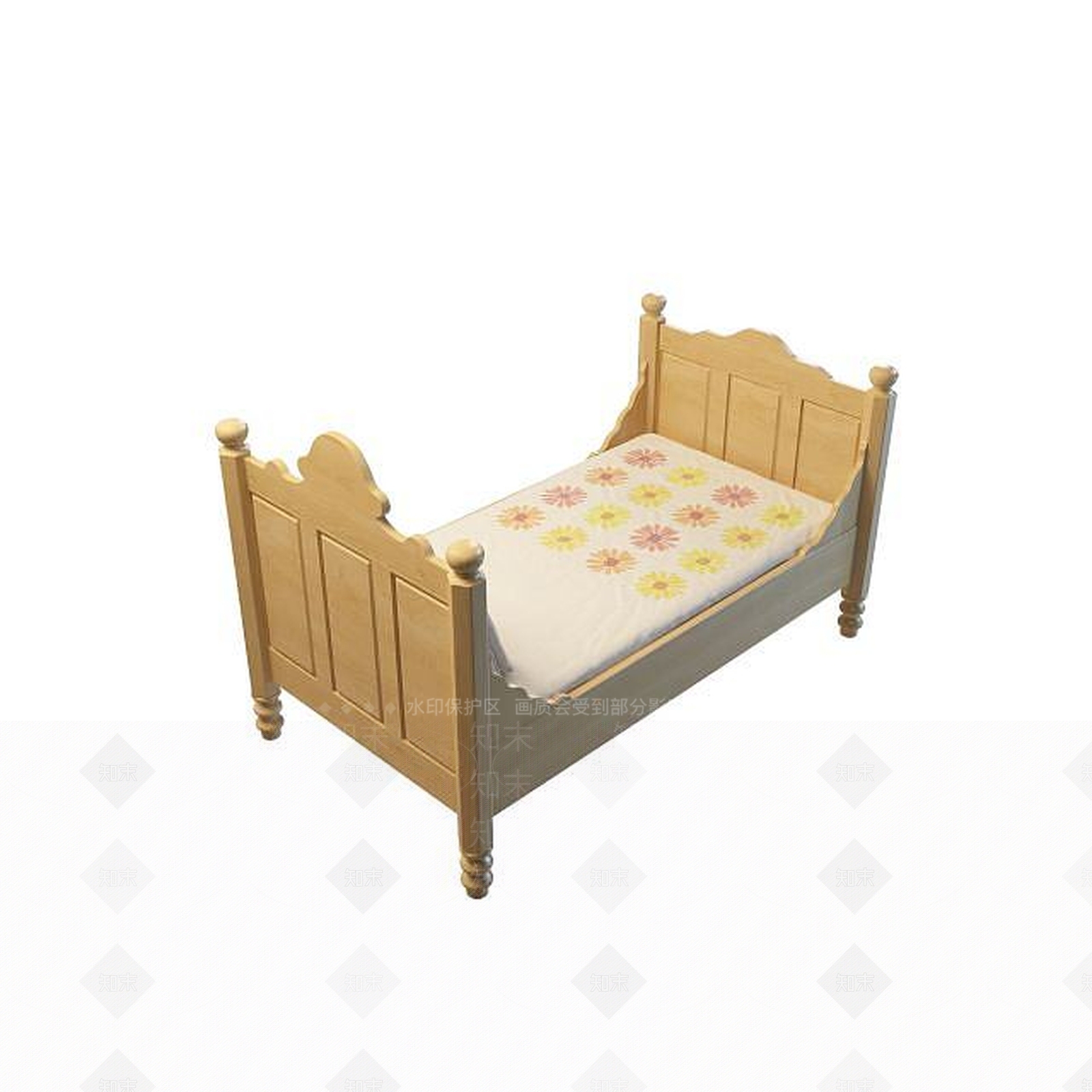 现代木质床3D模型下载【ID:1195457445】