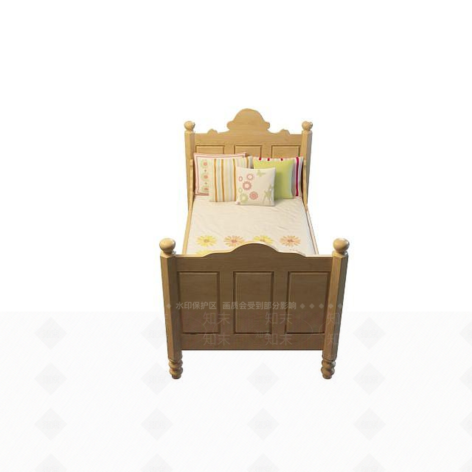 现代木质床3D模型下载【ID:1195457445】