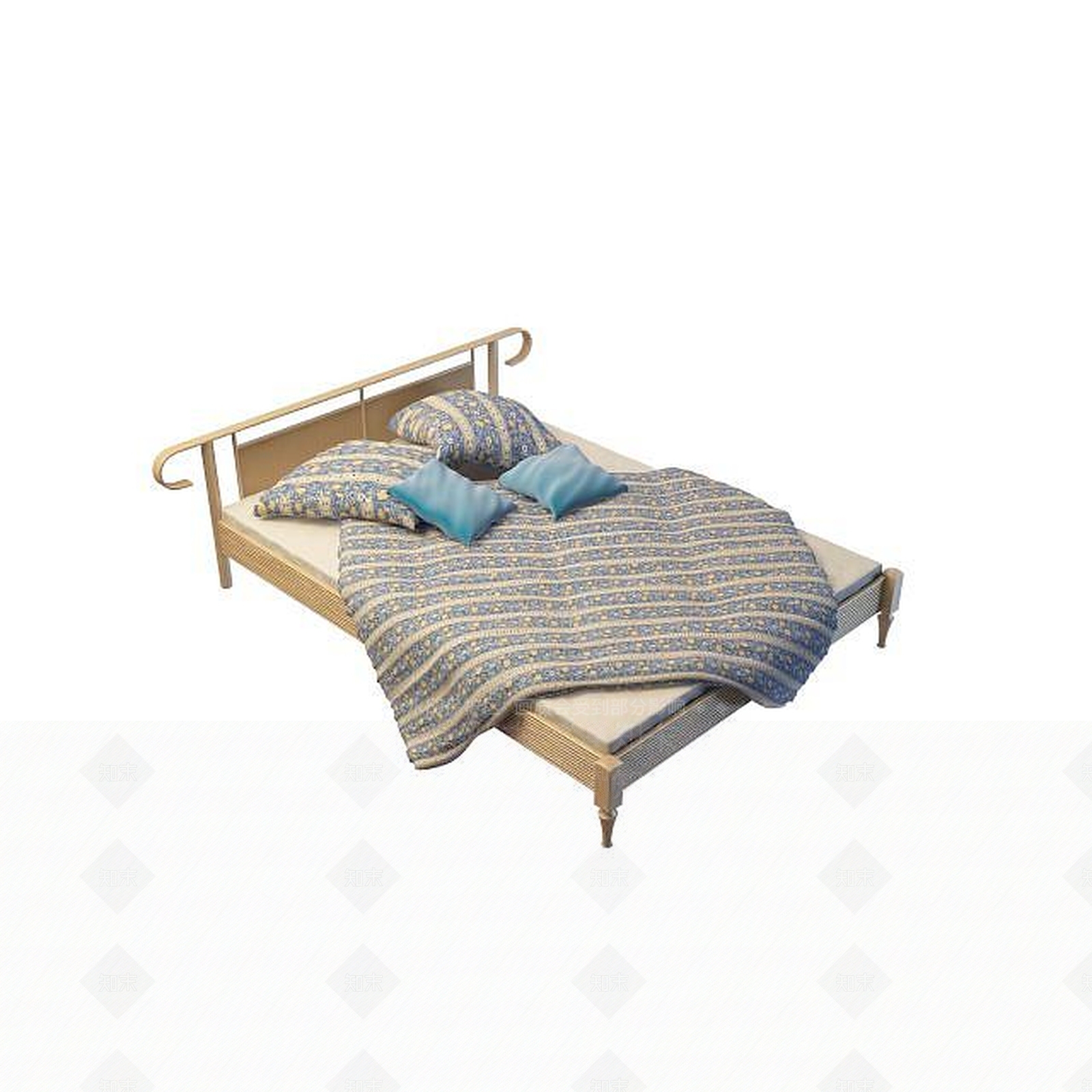 现代单人床3D模型下载【ID:1195457811】