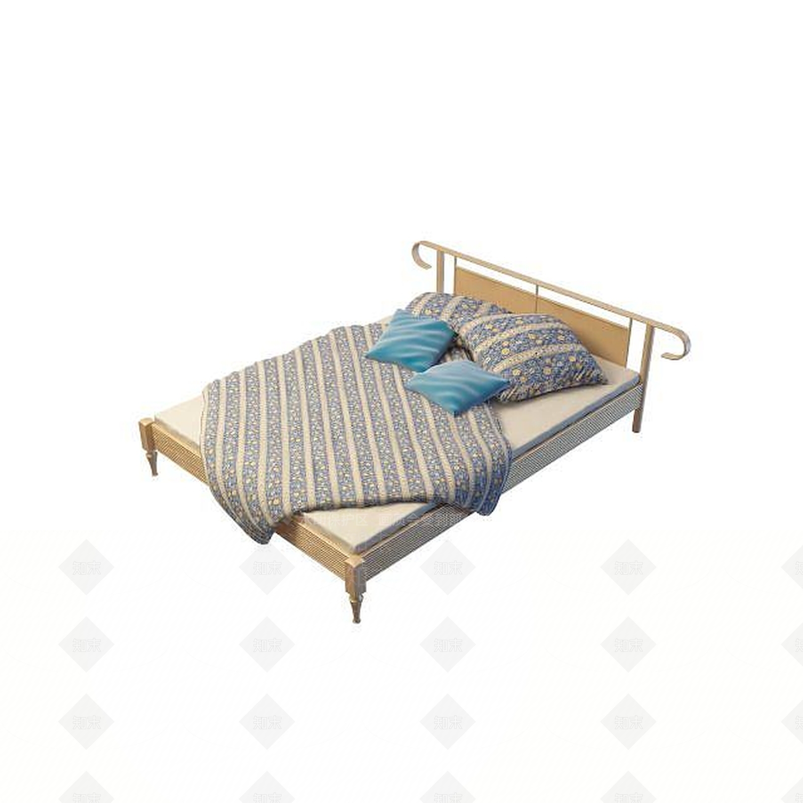 现代单人床3D模型下载【ID:1195457811】