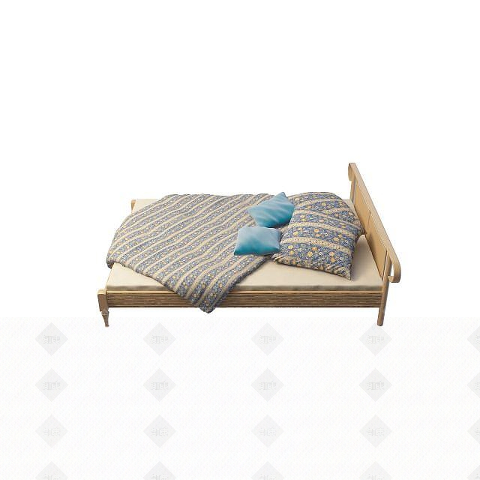 现代单人床3D模型下载【ID:1195457811】