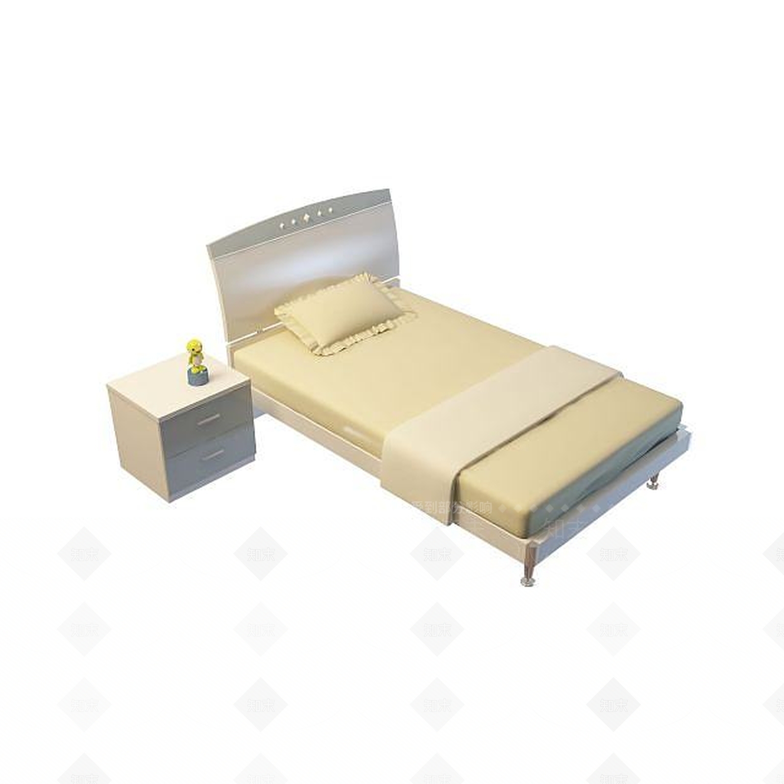 现代单人床3D模型下载【ID:1195458433】