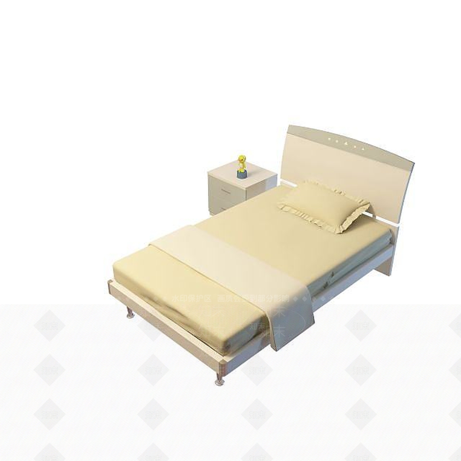 现代单人床3D模型下载【ID:1195458433】