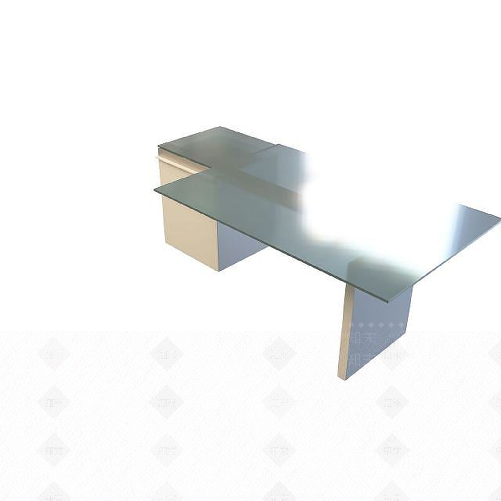 现代玻璃台面办公桌3D模型下载【ID:1195459428】