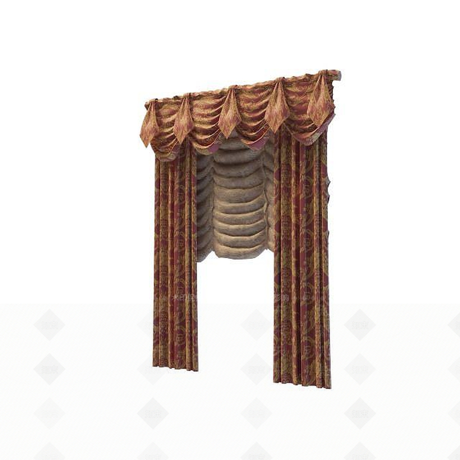 现代帷幔窗帘3D模型下载【ID:1195460217】