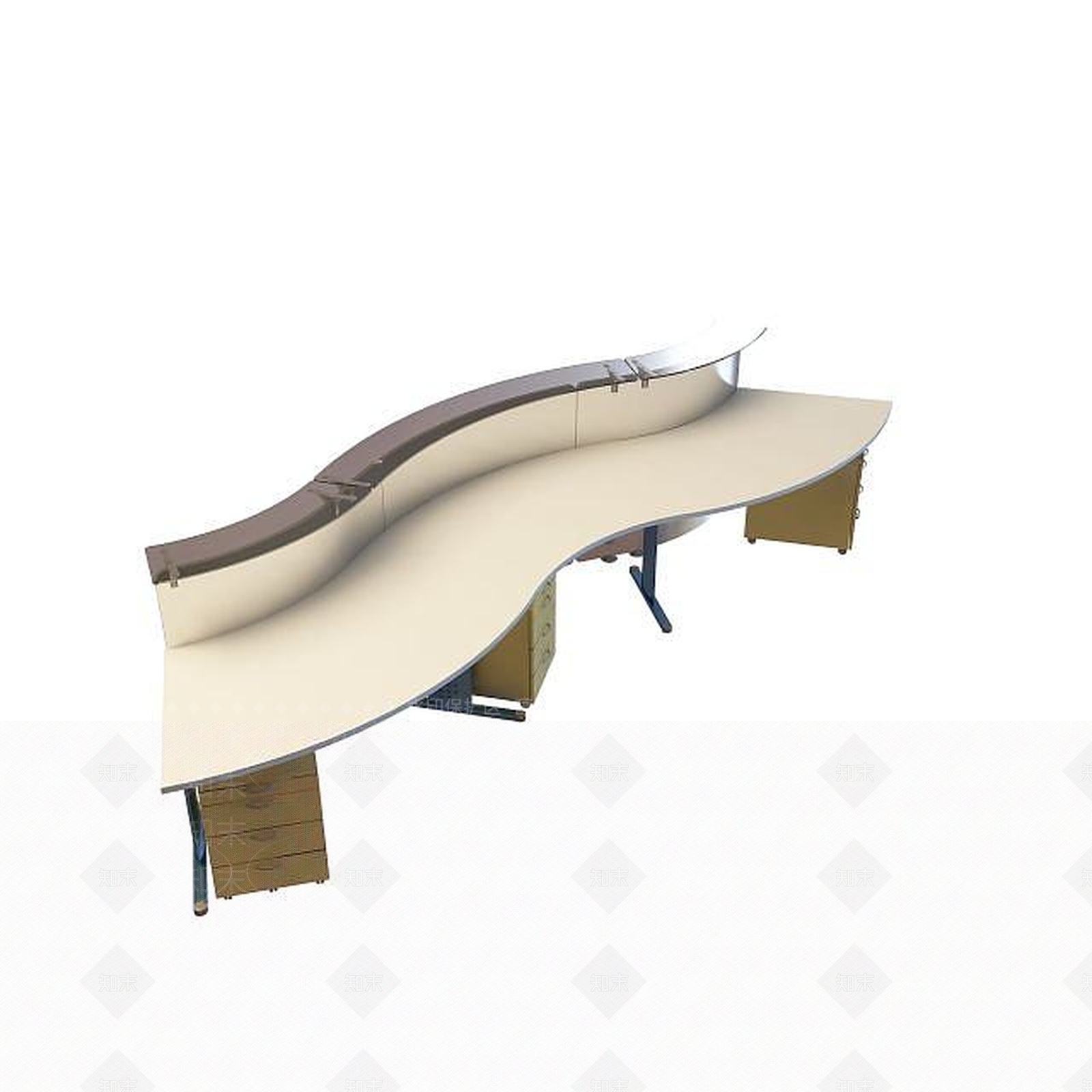 现代前台办公桌3D模型下载【ID:1195460618】