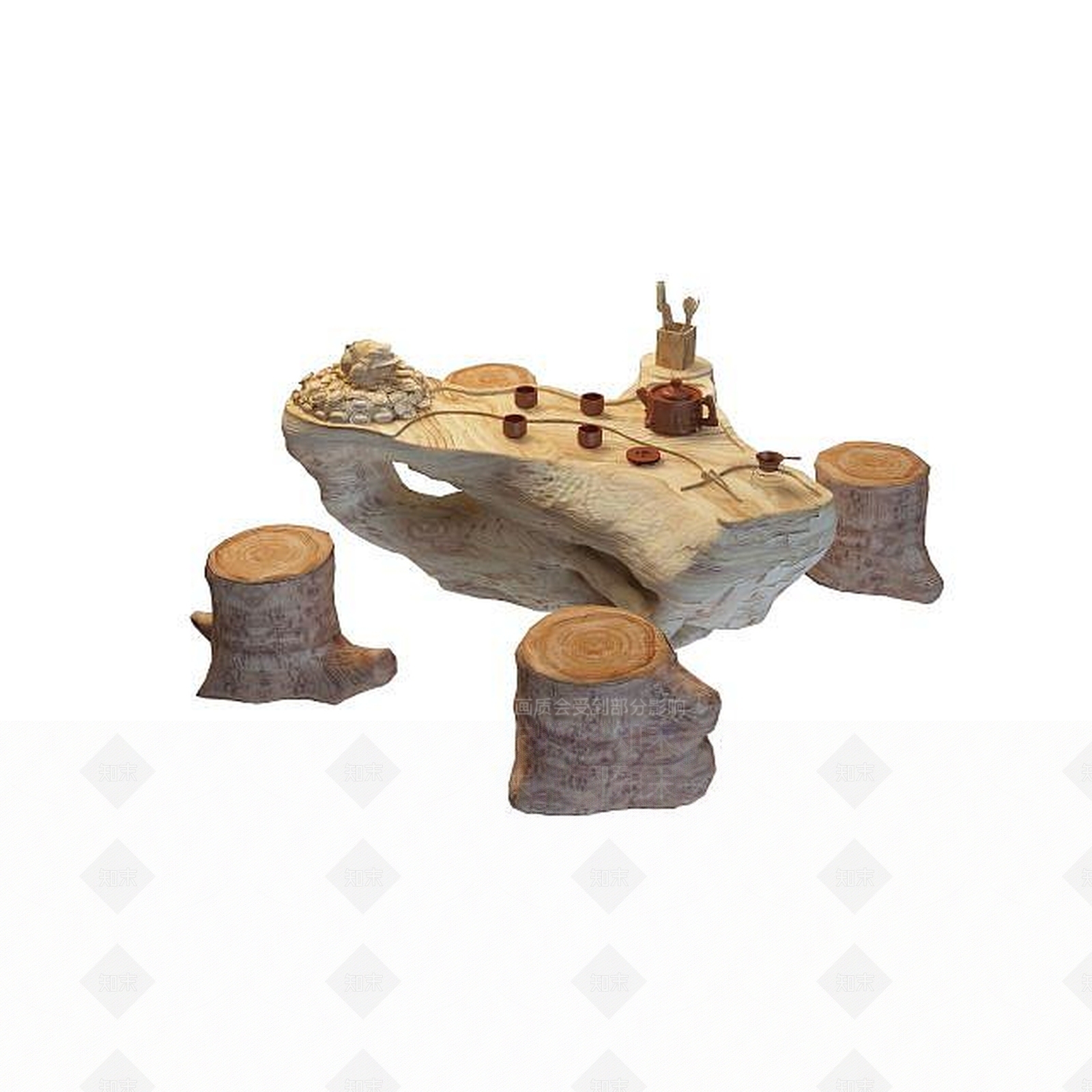 现代根雕茶几3D模型下载【ID:1195460711】