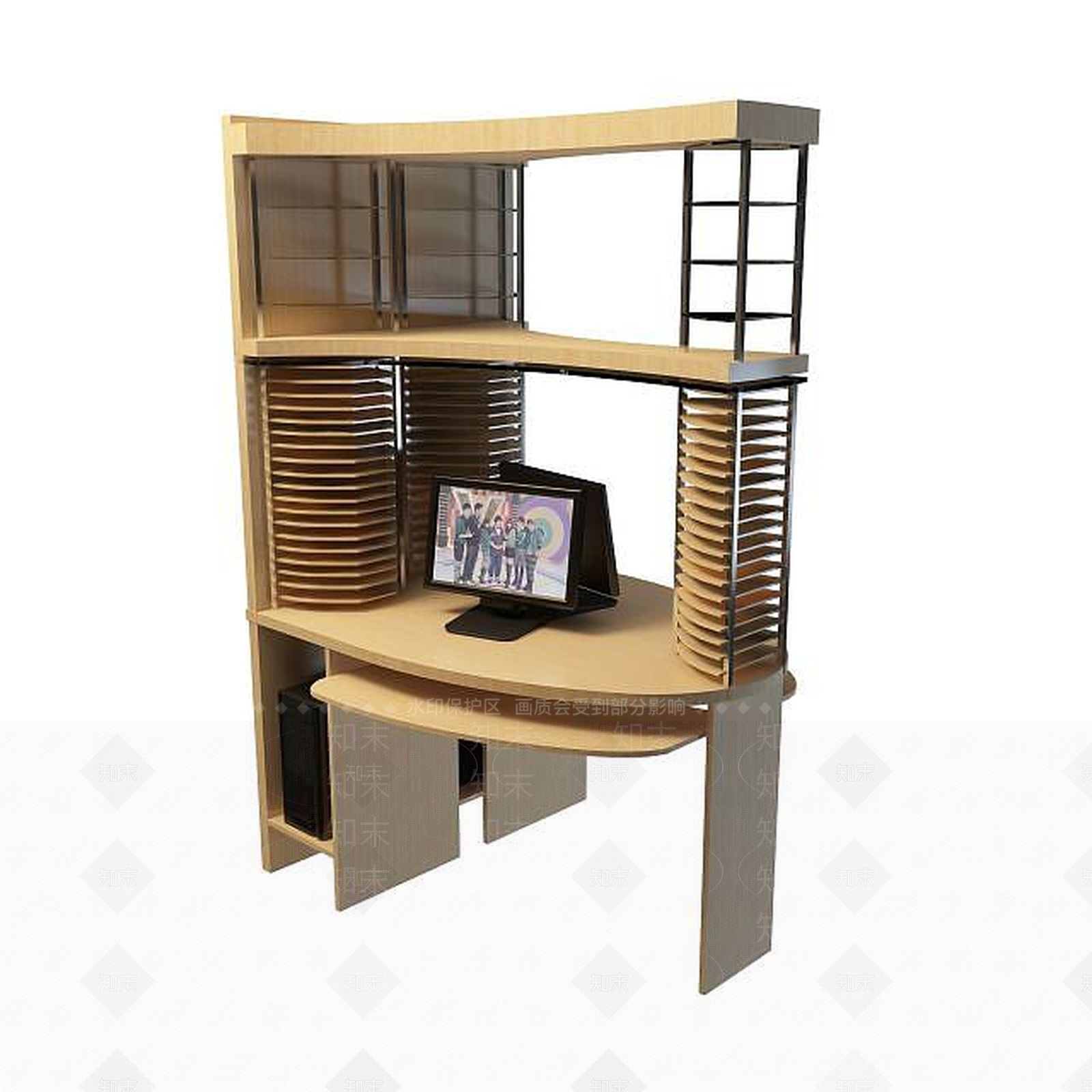 现代学生电脑桌3D模型下载【ID:1195460773】