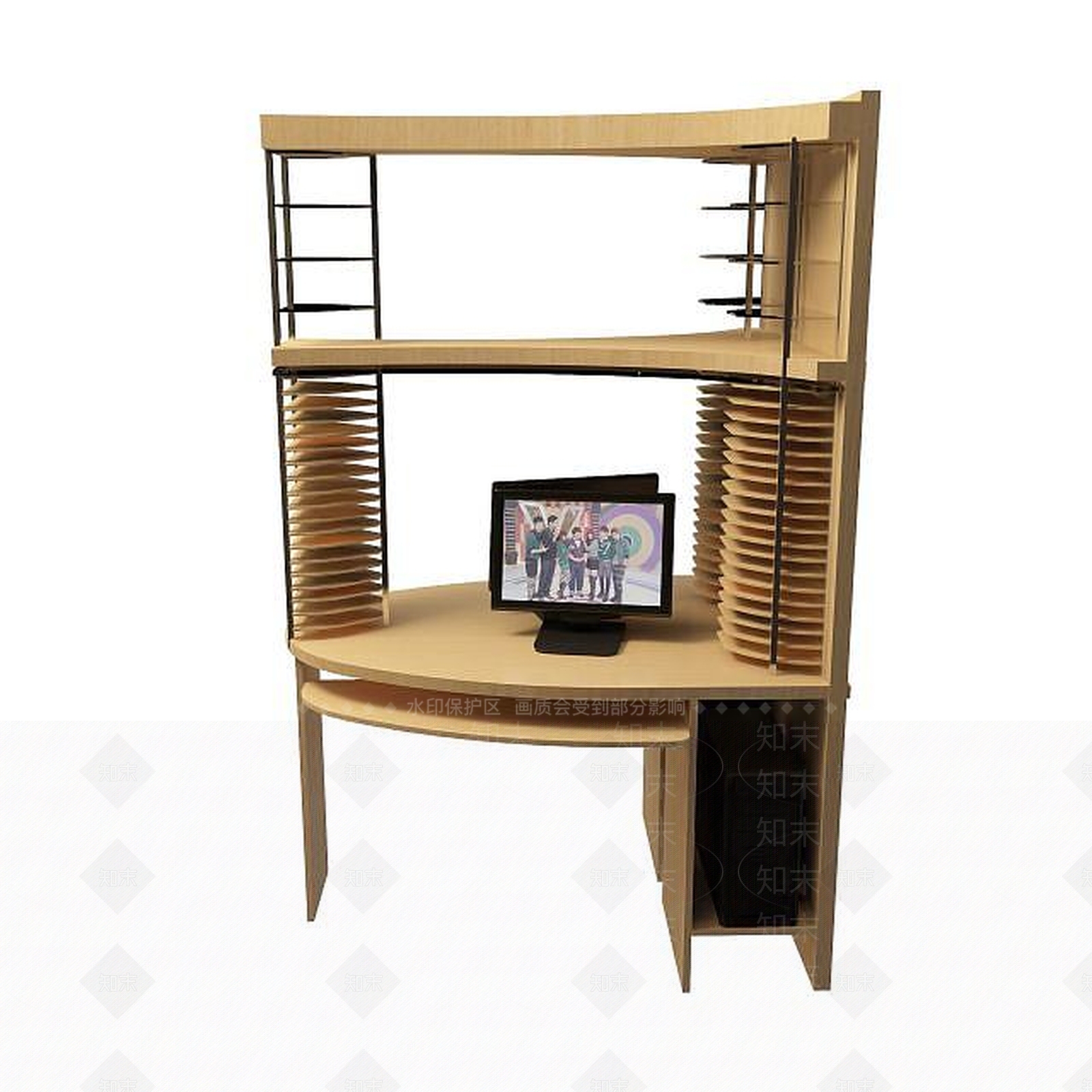 现代学生电脑桌3D模型下载【ID:1195460773】