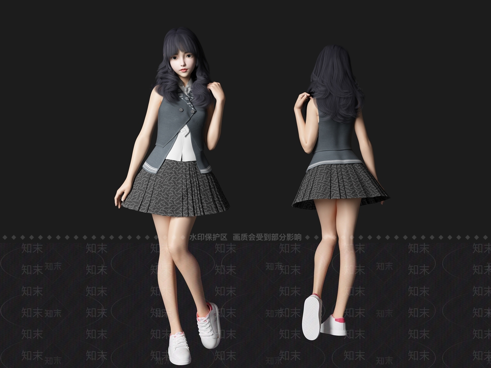 现代美女人物3D模型下载【ID:1195461119】