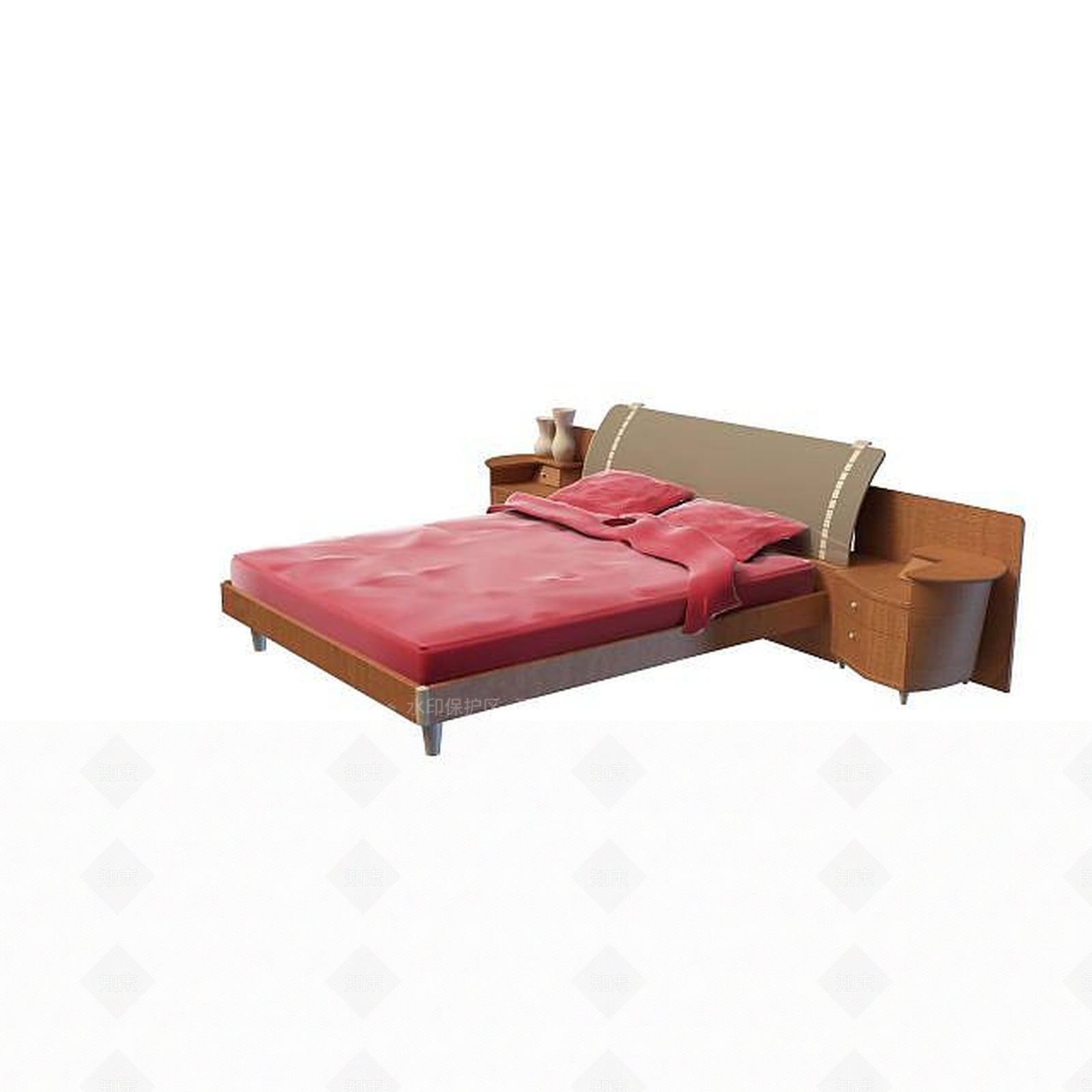 中式木板床3D模型下载【ID:1195461709】