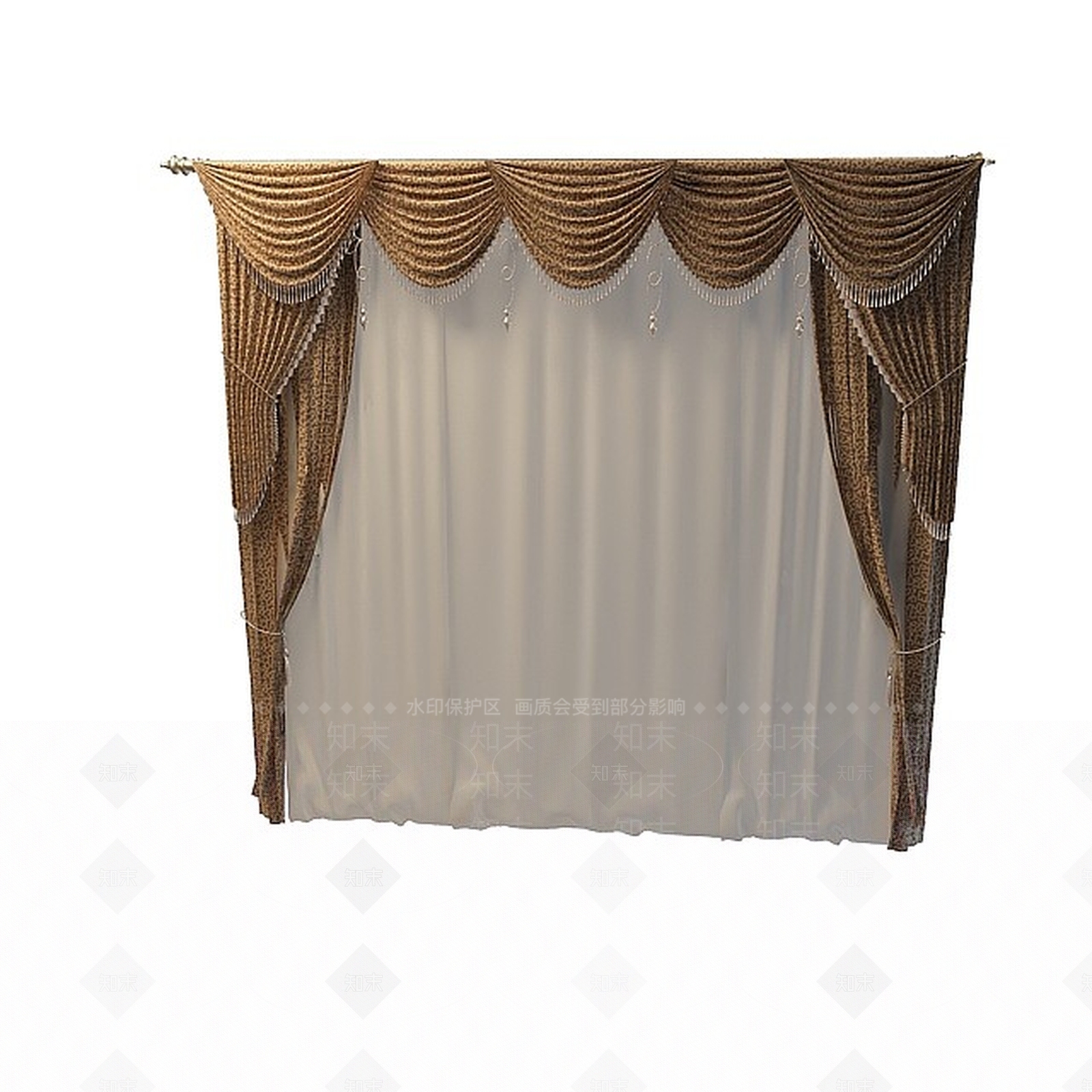 现代花边窗帘3D模型下载【ID:1195586869】
