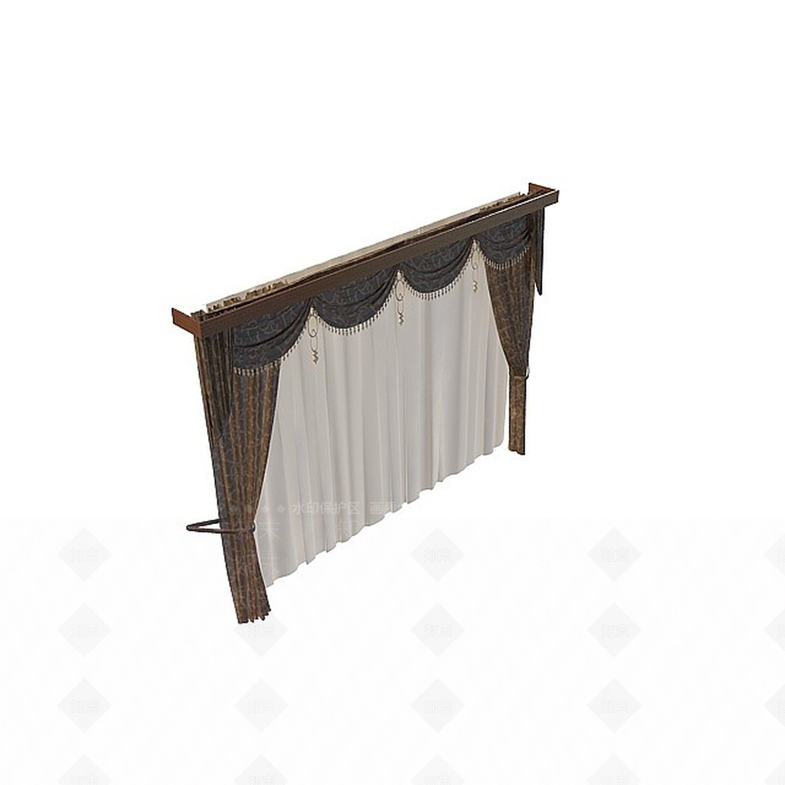 现代深色窗帘3D模型下载【ID:1195587134】