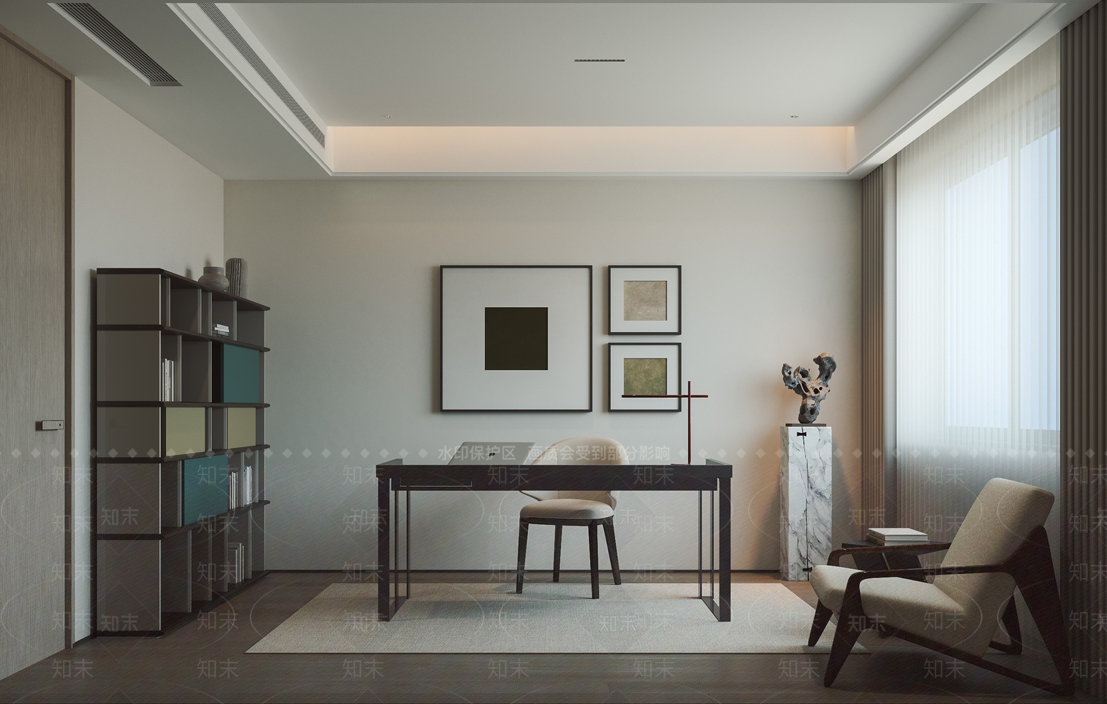 现代中式书房3D模型下载【ID:1195463155】