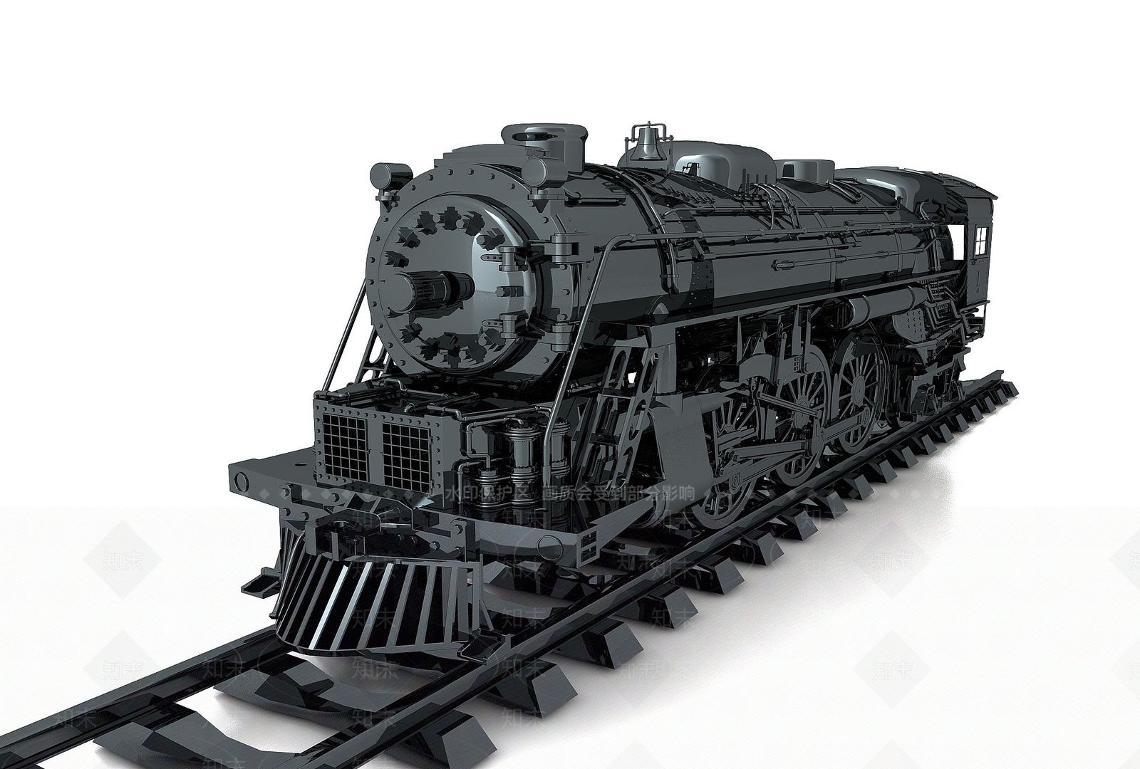 现代火车3D模型渲染效果图