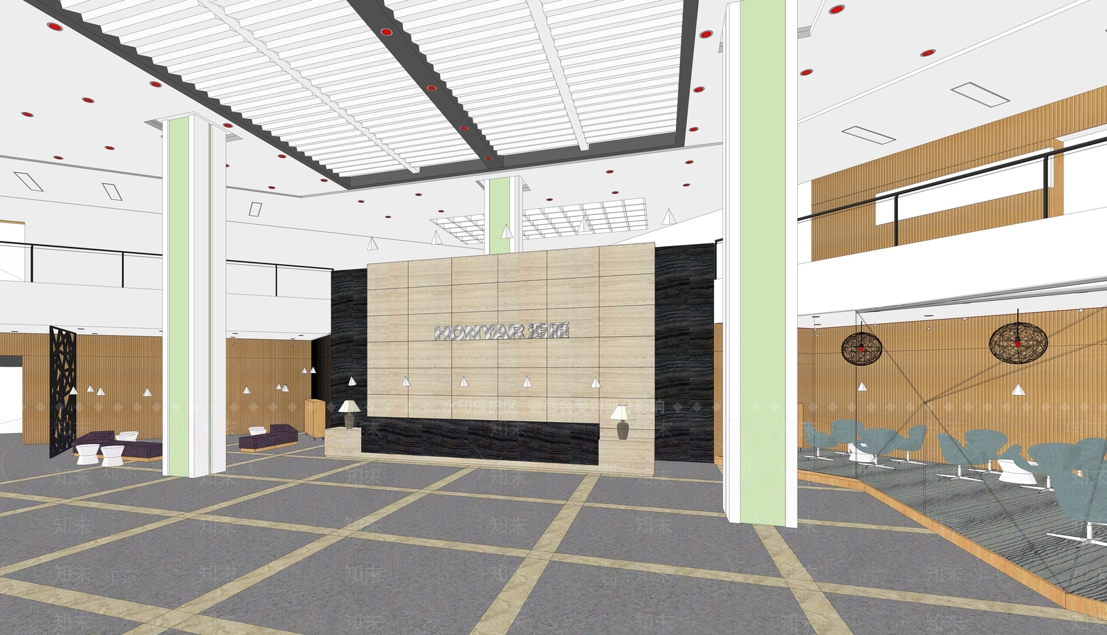 现代办公大堂SU模型下载【ID:1195463557】