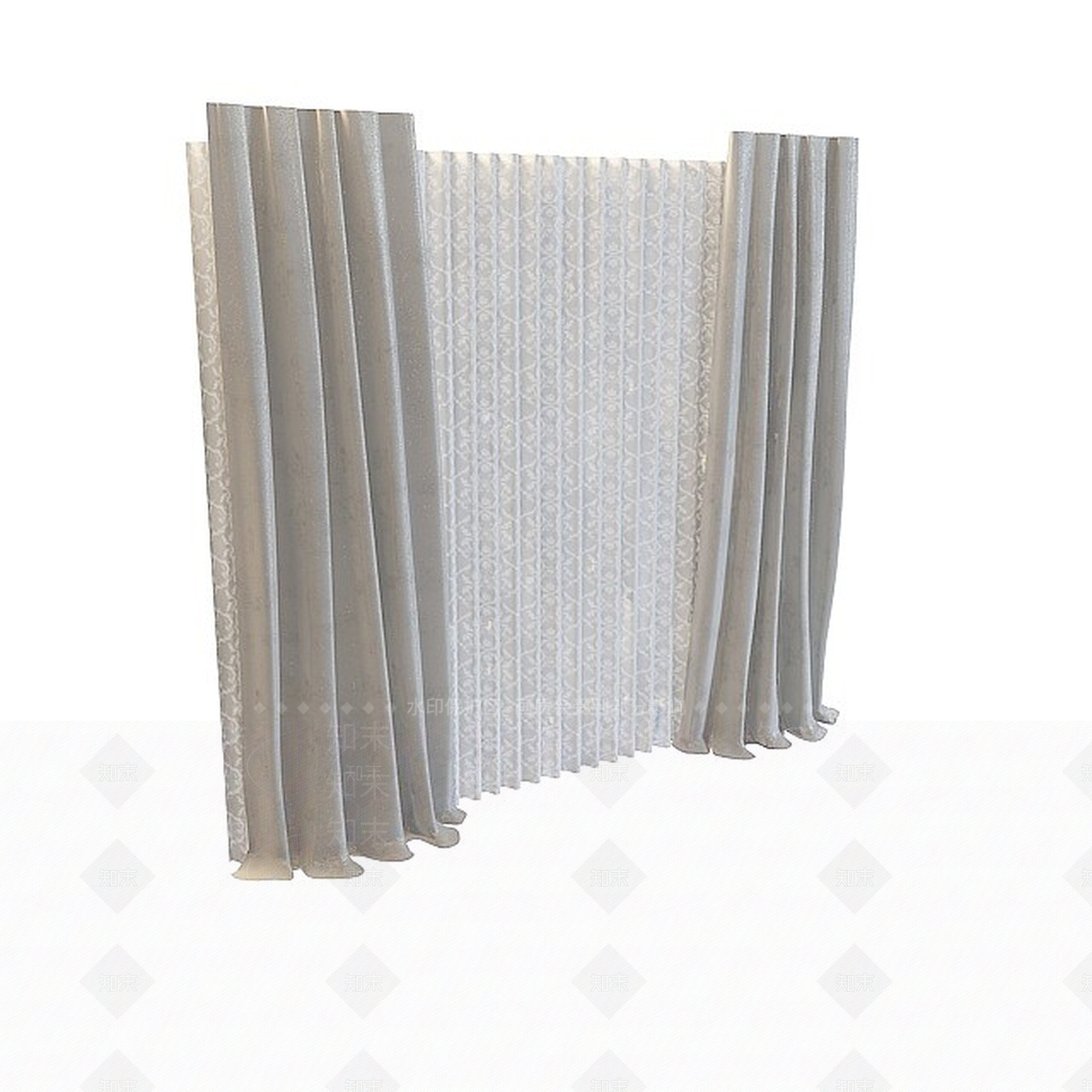现代双层窗帘3D模型下载【ID:1195587274】