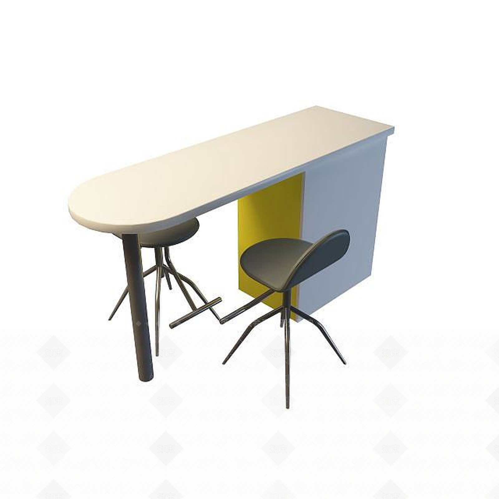 现代双人餐桌3D模型下载【ID:1195463622】