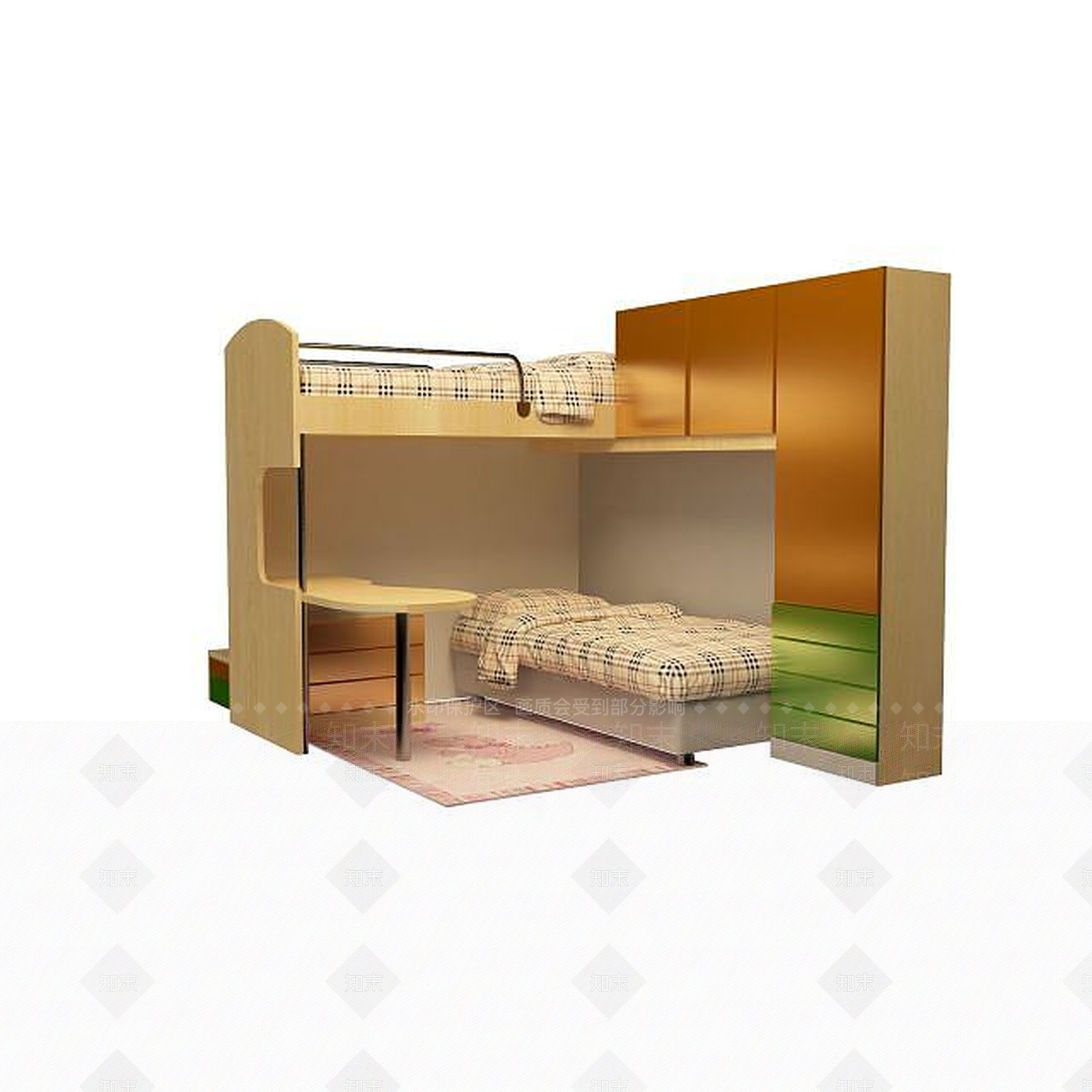 现代学生床3D模型下载【ID:1195463721】