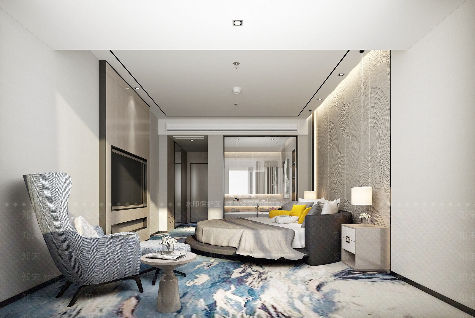 现代酒店客房3D模型下载【ID:1195463877】