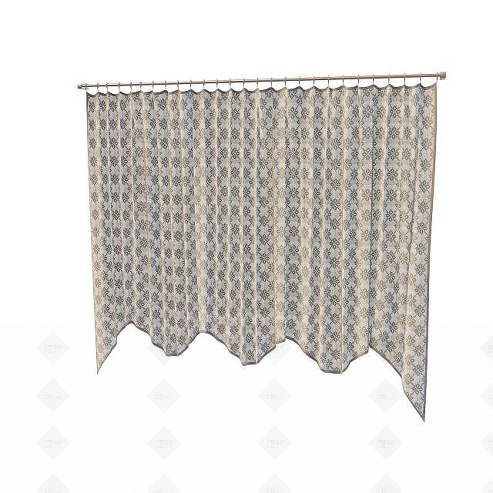 现代布艺窗帘3D模型下载【ID:1195464473】