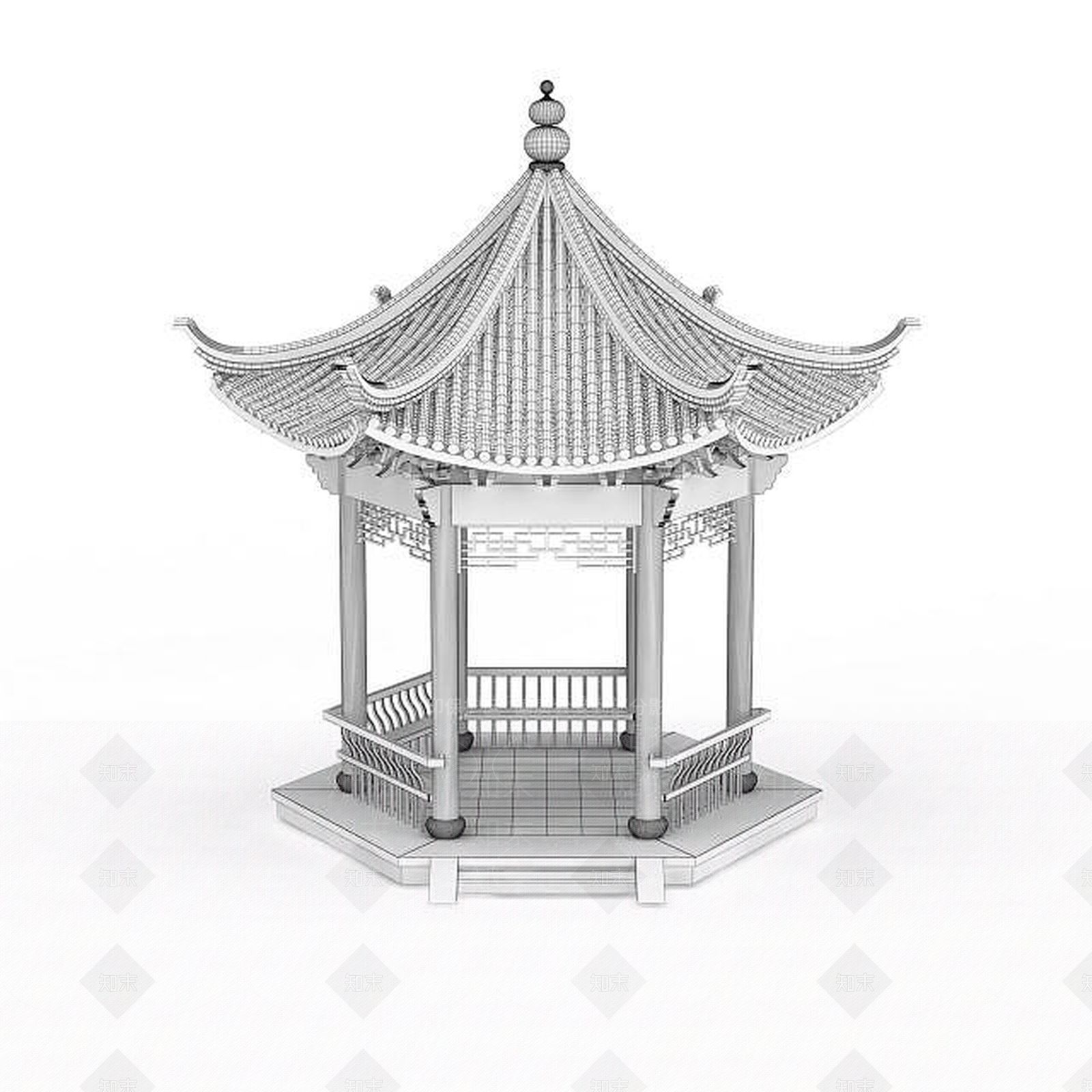 现代建筑外观3D模型渲染效果图