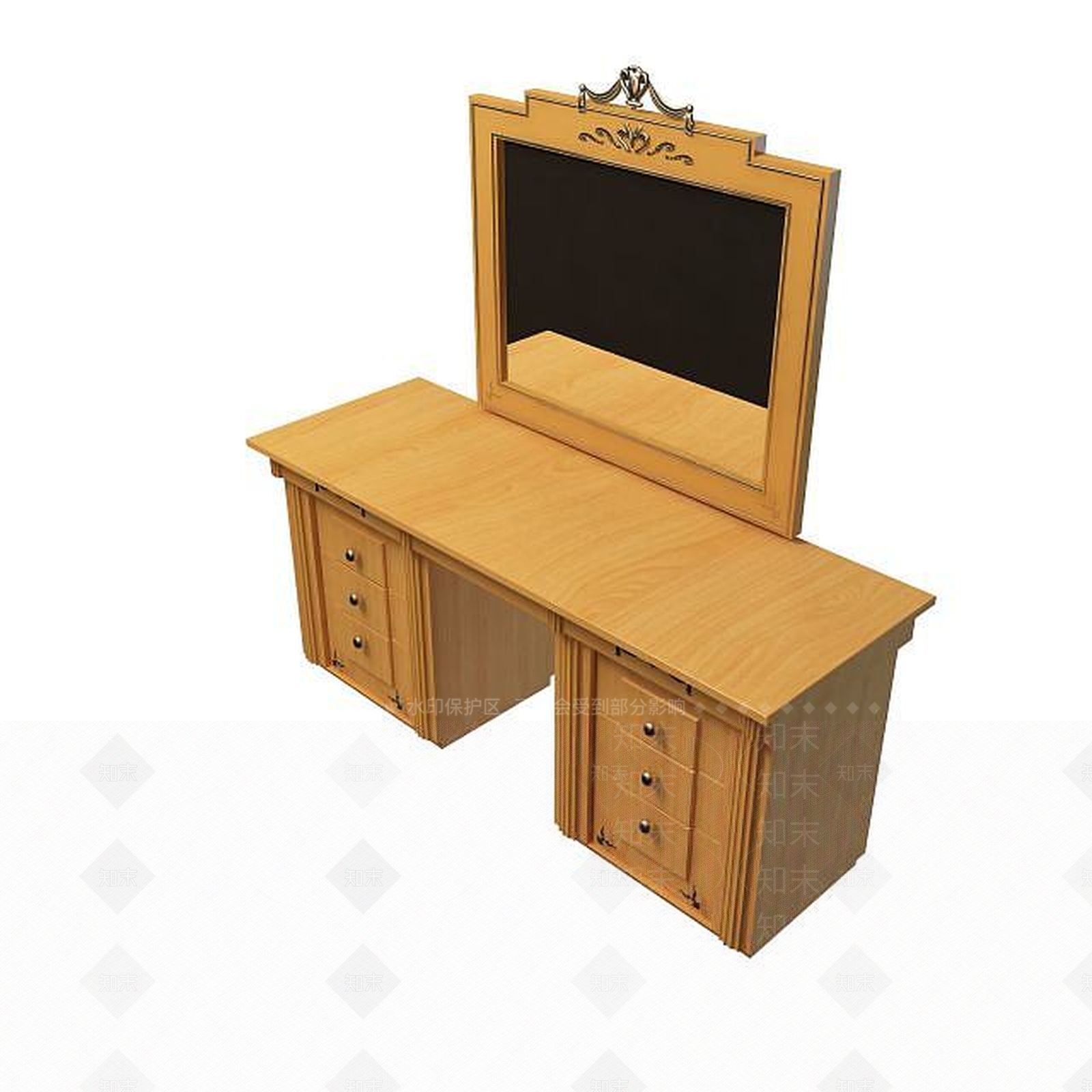 现代卧室梳妆桌3D模型下载【ID:1195472861】