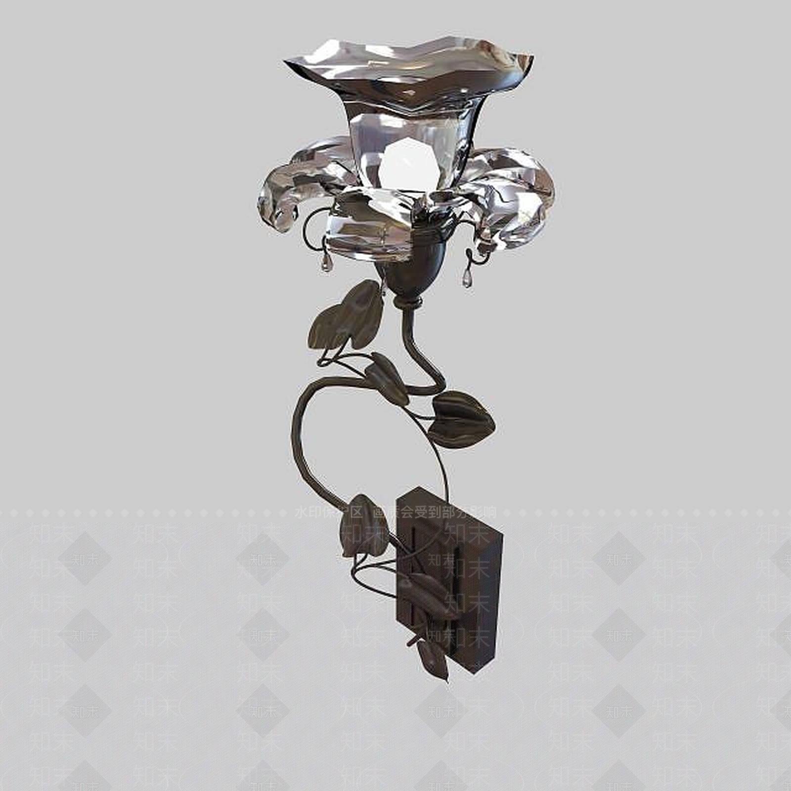 现代铁艺花形壁灯3D模型下载【ID:1195476665】