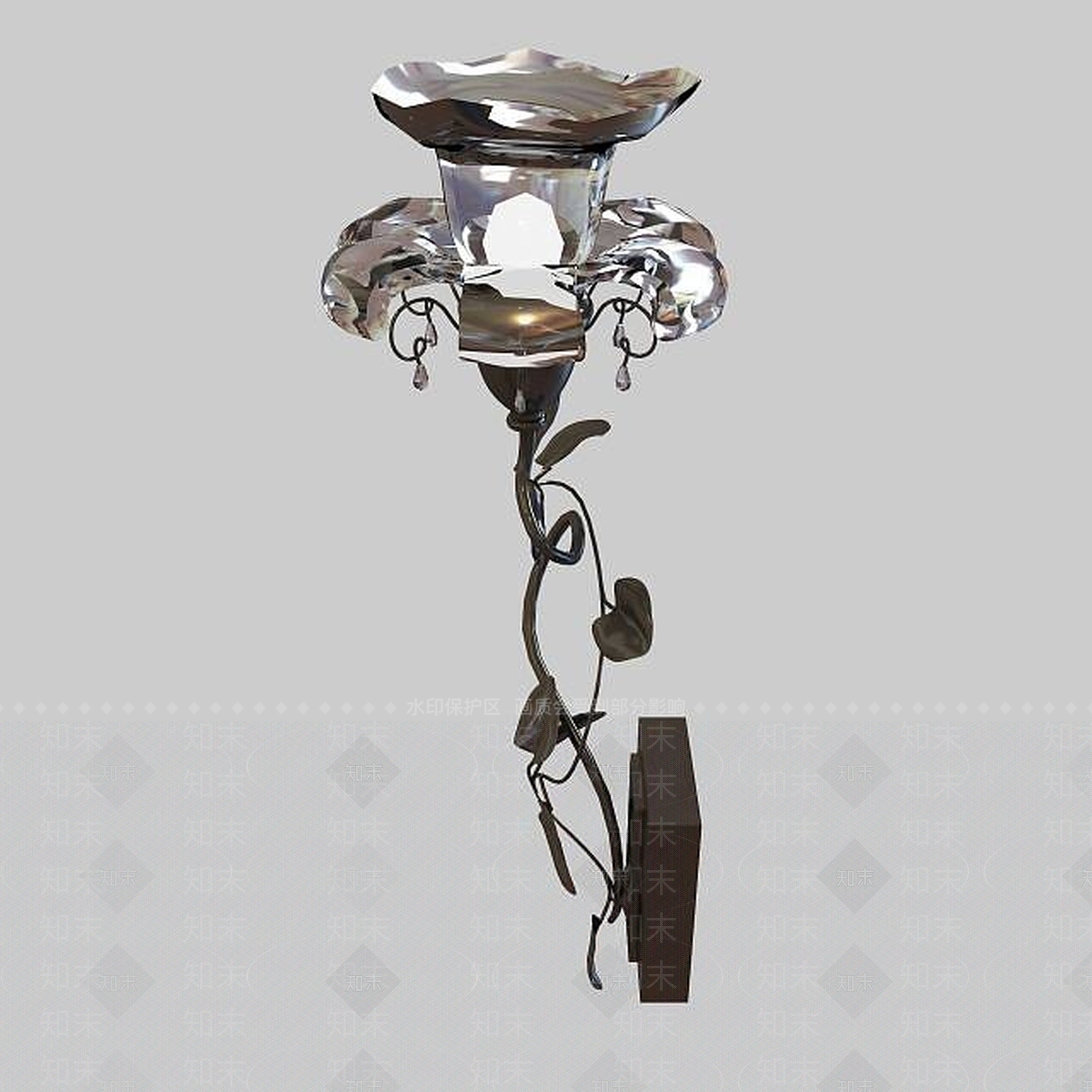 现代铁艺花形壁灯3D模型下载【ID:1195476665】