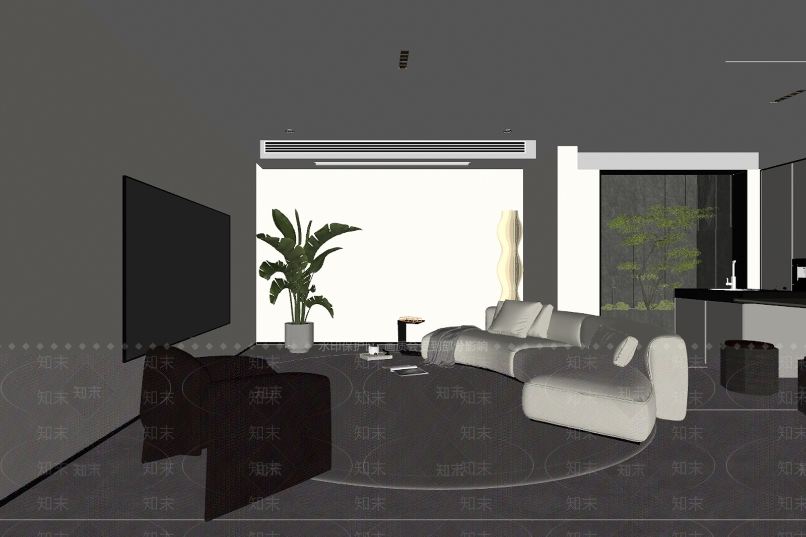 现代简约影音室SU模型下载【ID:1195477160】