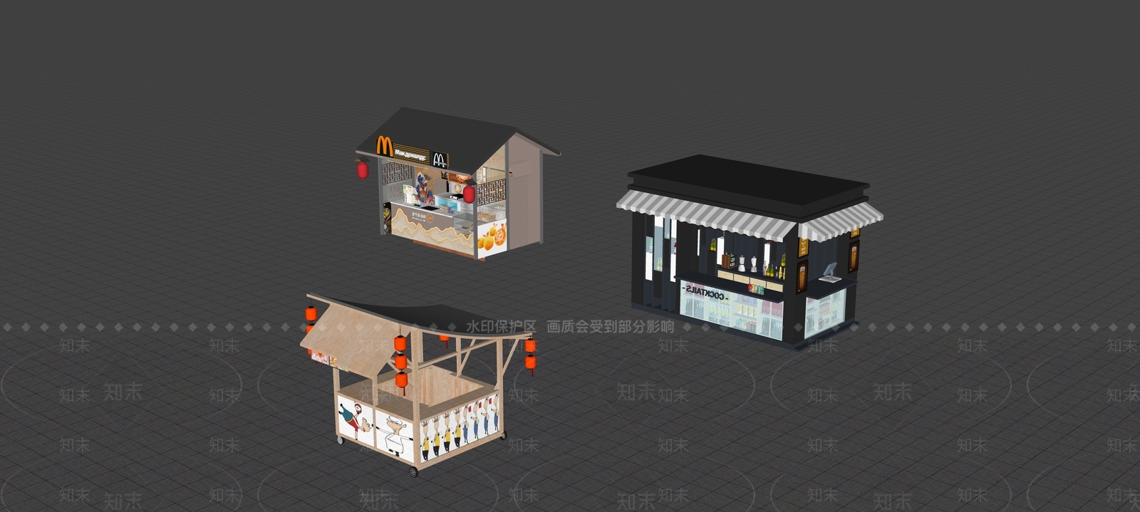 摊位SU模型下载【ID:1195477623】