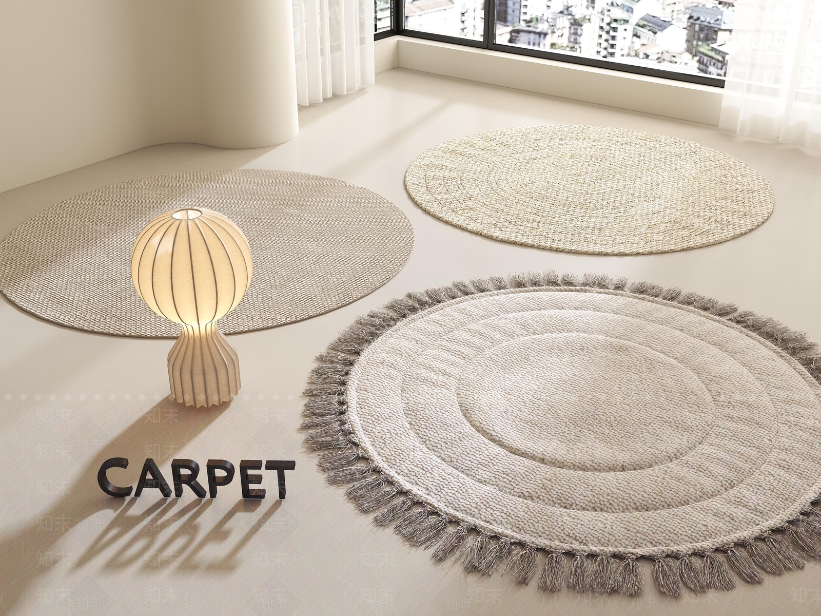 现代圆形地毯SU模型下载【ID:1195477918】