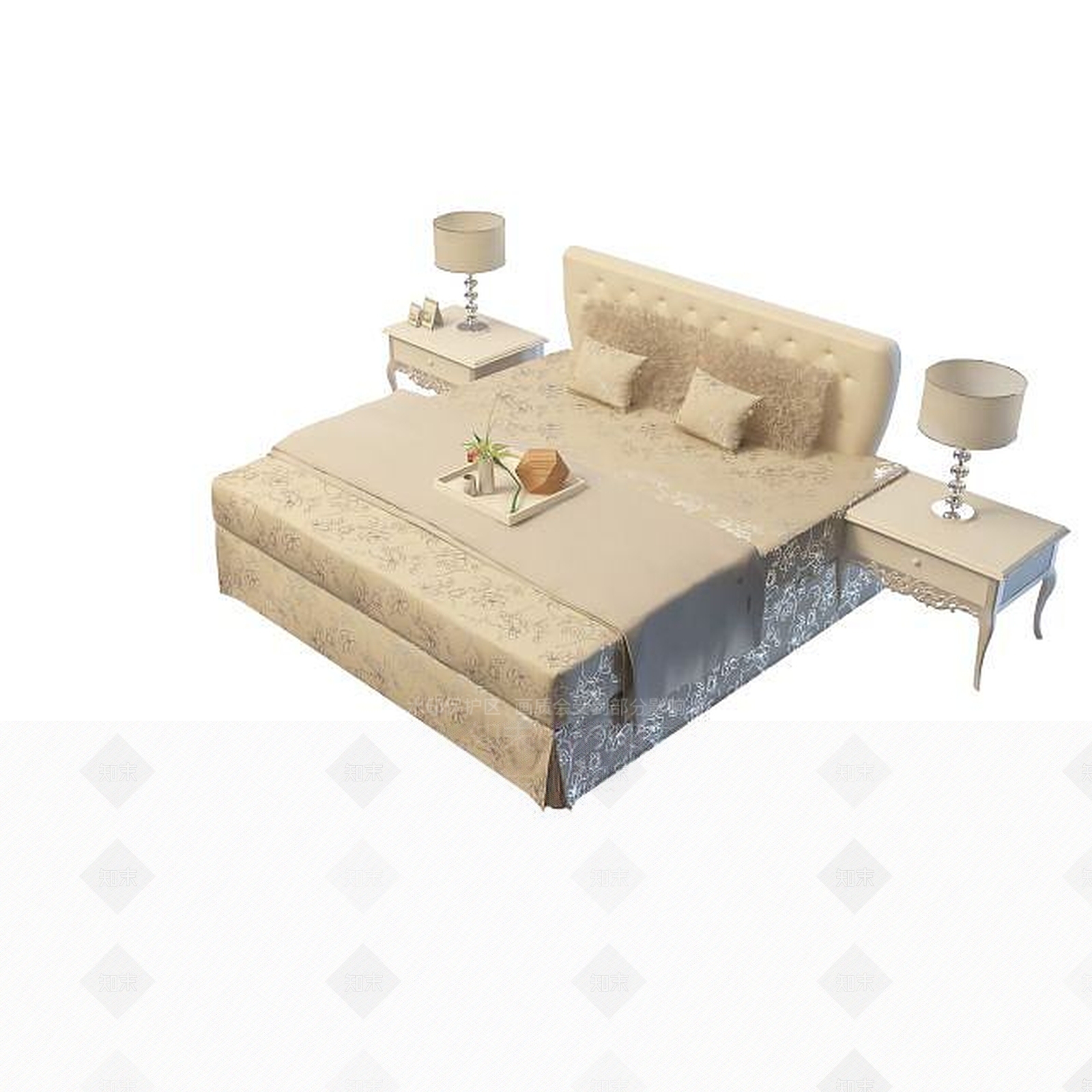 现代皮艺大床3D模型下载【ID:1195477839】