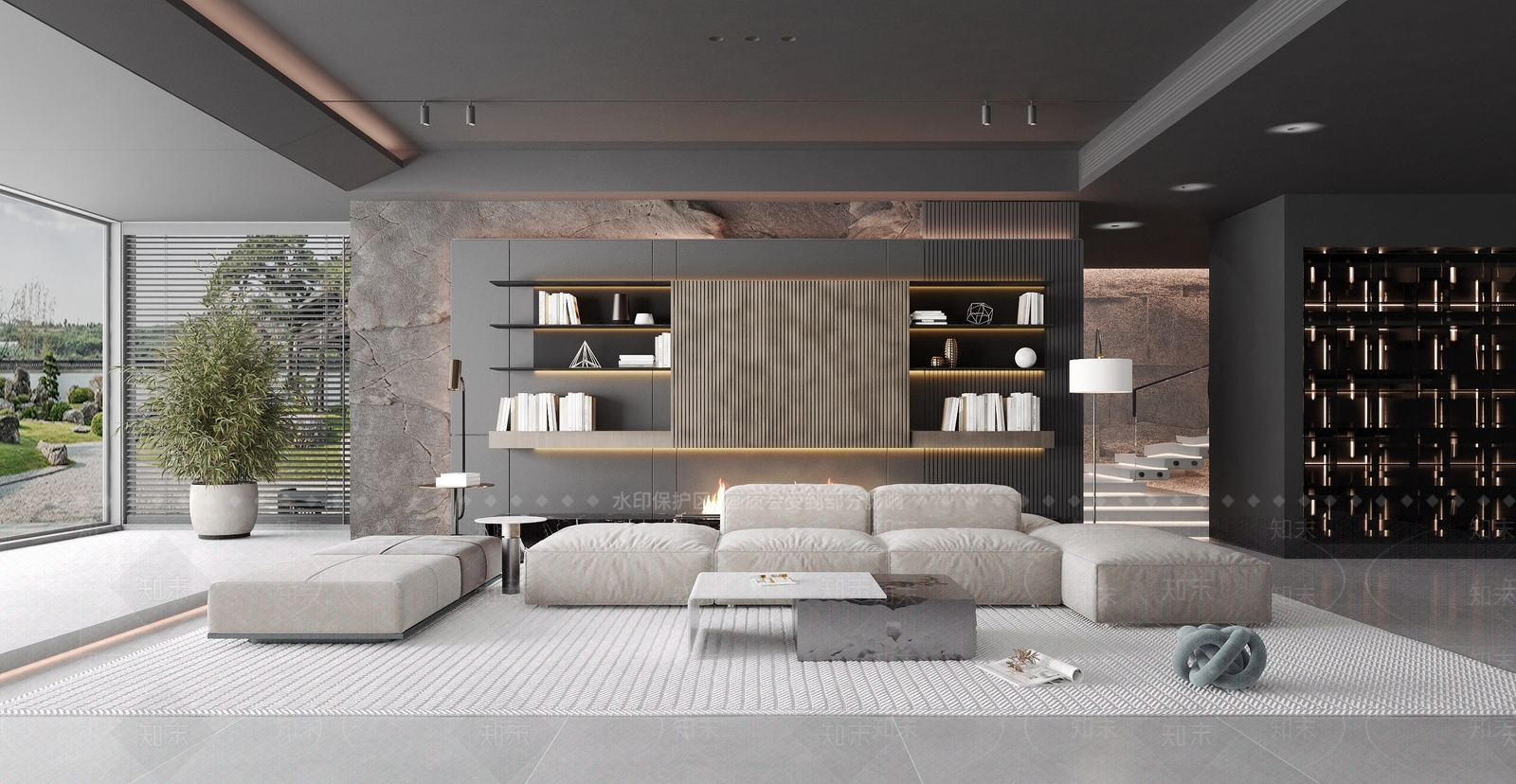 现代风格的客厅3D模型下载【ID:1195479603】