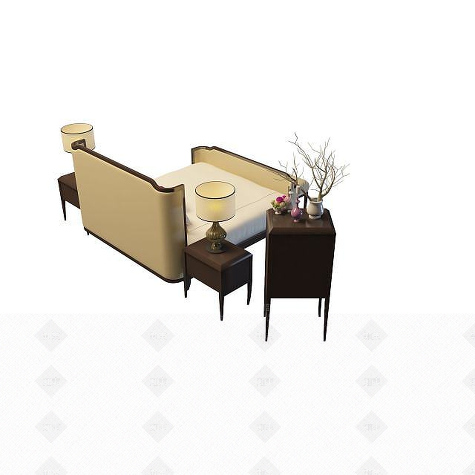 现代高级大床3D模型下载【ID:1195479953】