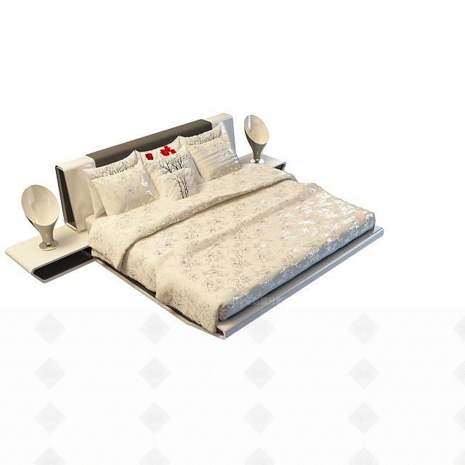现代大床3D模型下载【ID:1195480836】